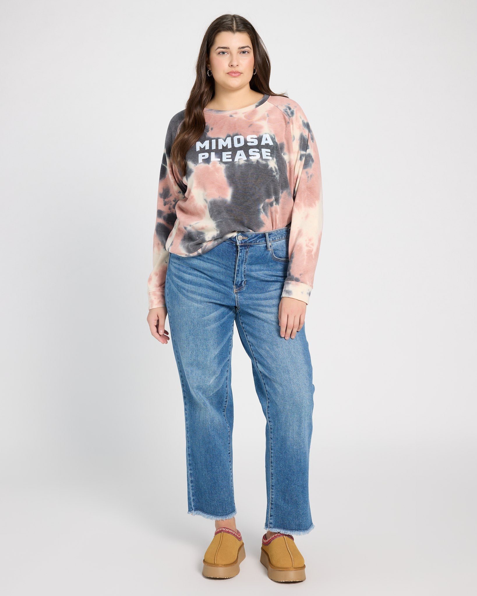 Beachy Blush Tie Dye $|& SEAS Mimosa Please Tie Dye Graphic Pullover - UGC On Fig