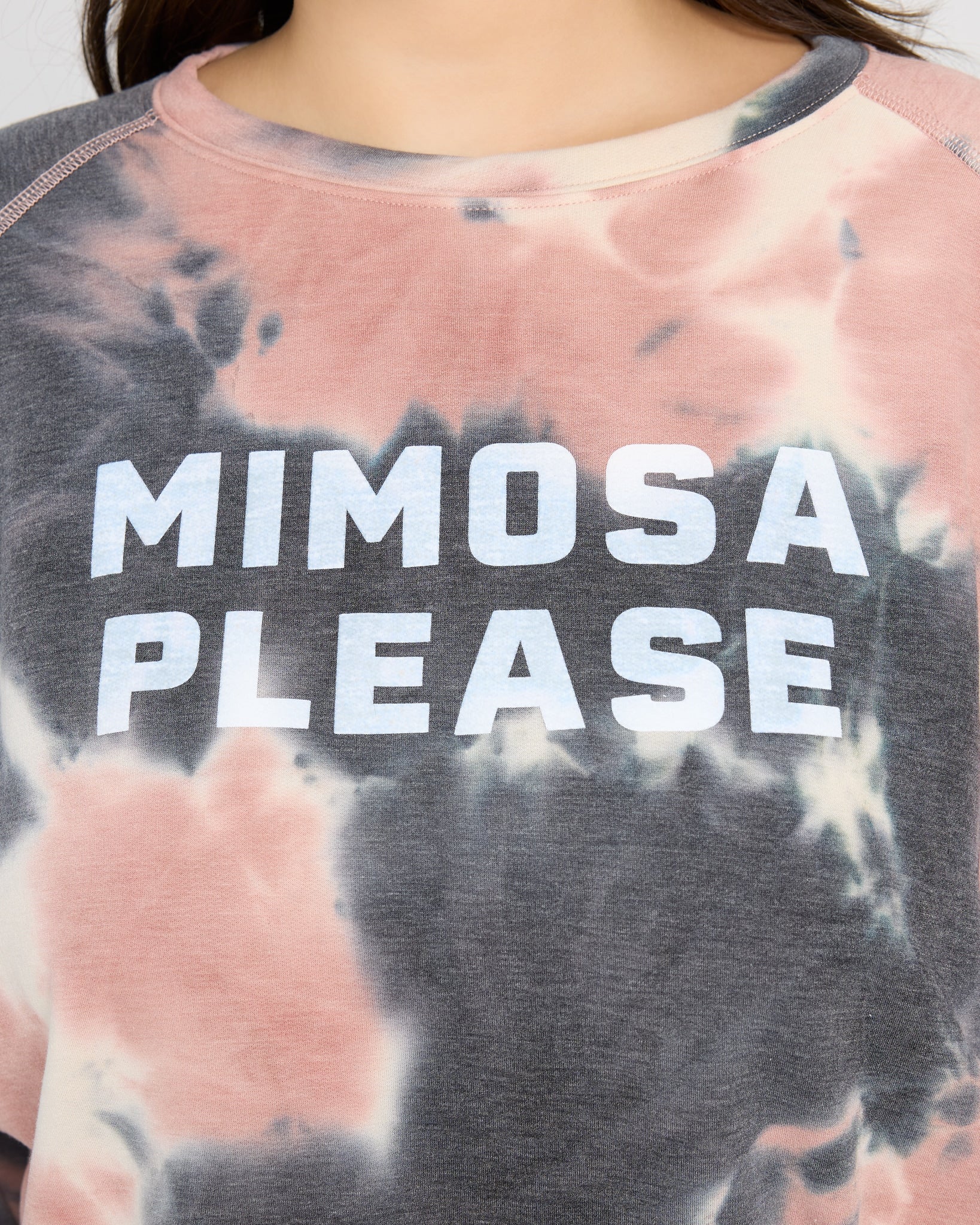 Beachy Blush Tie Dye $|& SEAS Mimosa Please Tie Dye Graphic Pullover - SOF Full Front