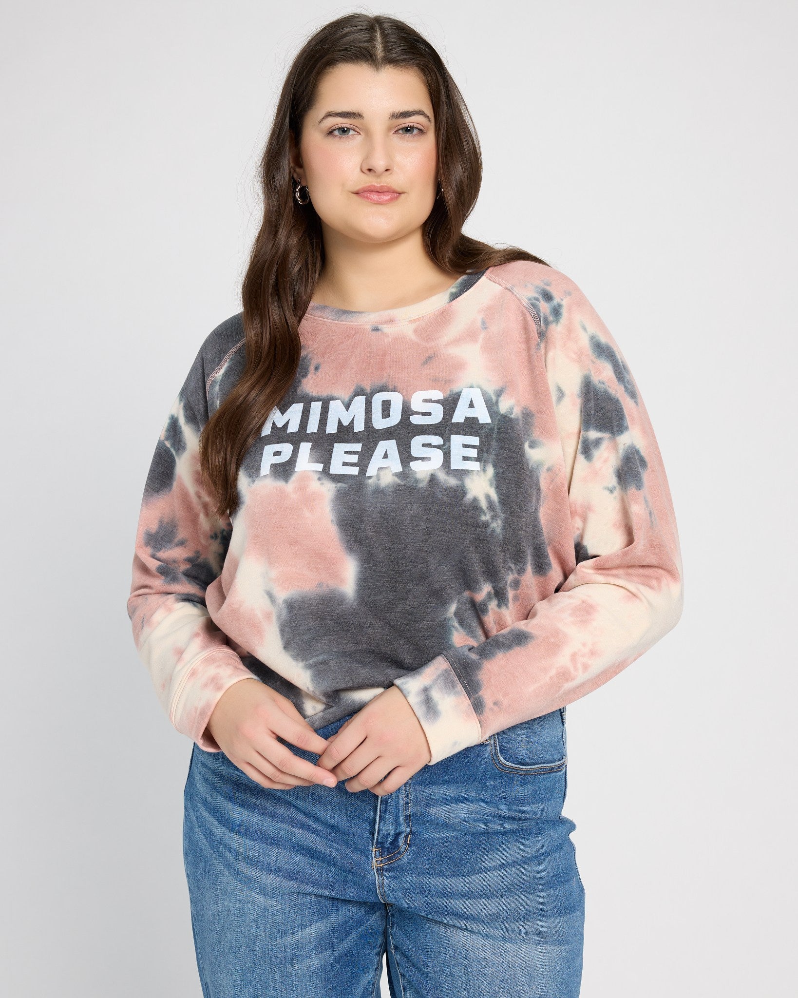 Beachy Blush Tie Dye $|& SEAS Mimosa Please Tie Dye Graphic Pullover - SOF Front