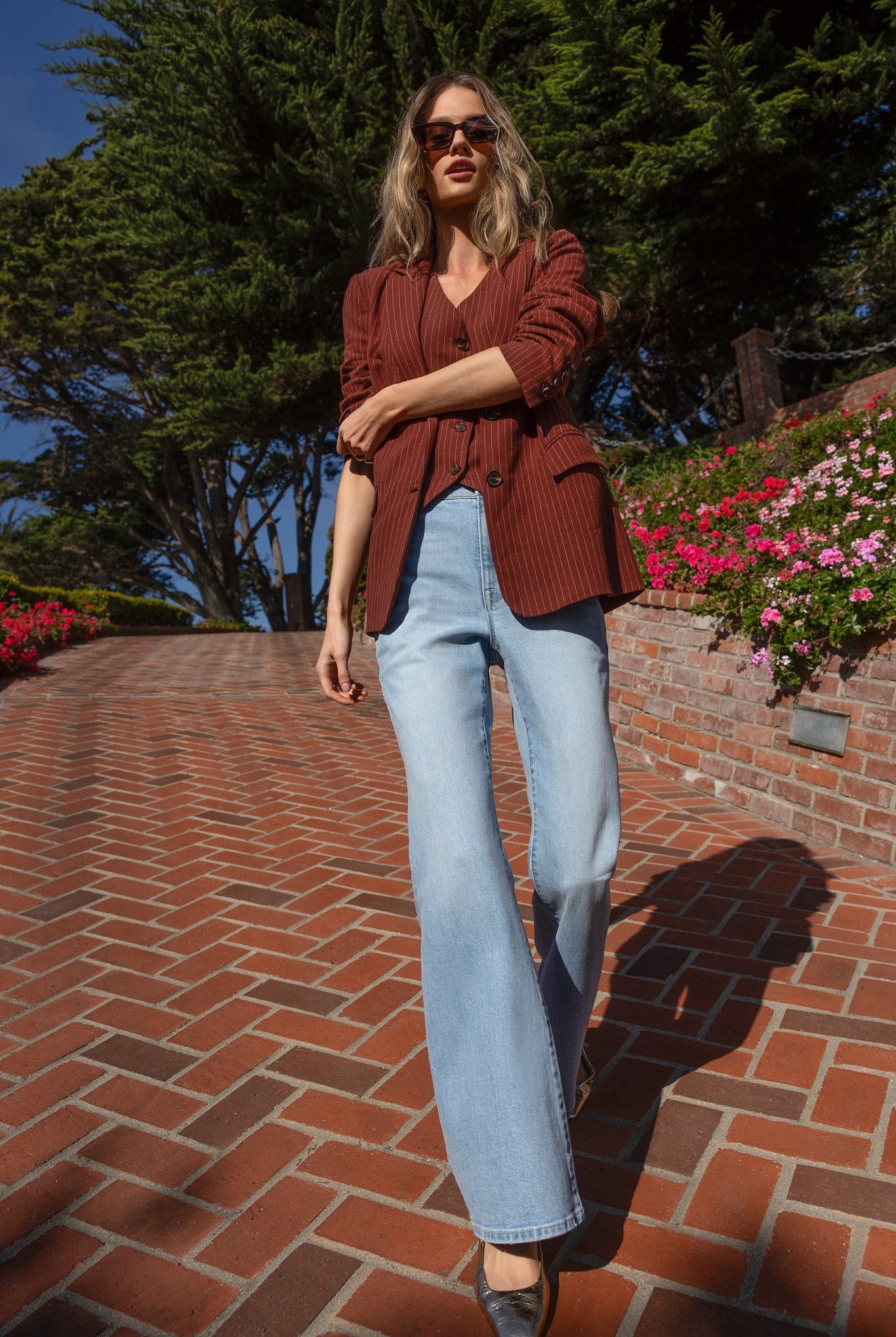 Cinnamon Stripe $|& SEAS Marina Linen Blend Blazer - SOF Side