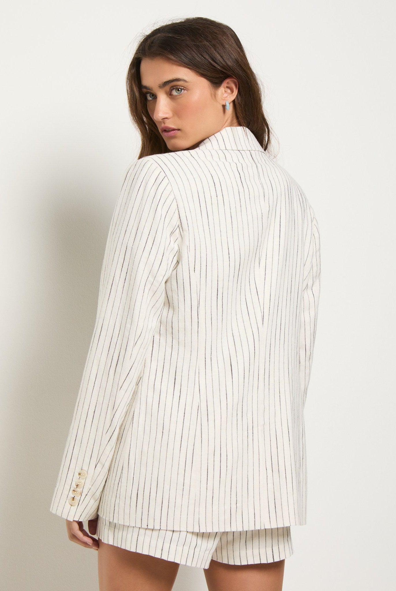 White Stripe $|& SEAS Marina Linen Blend Blazer - SOF Back