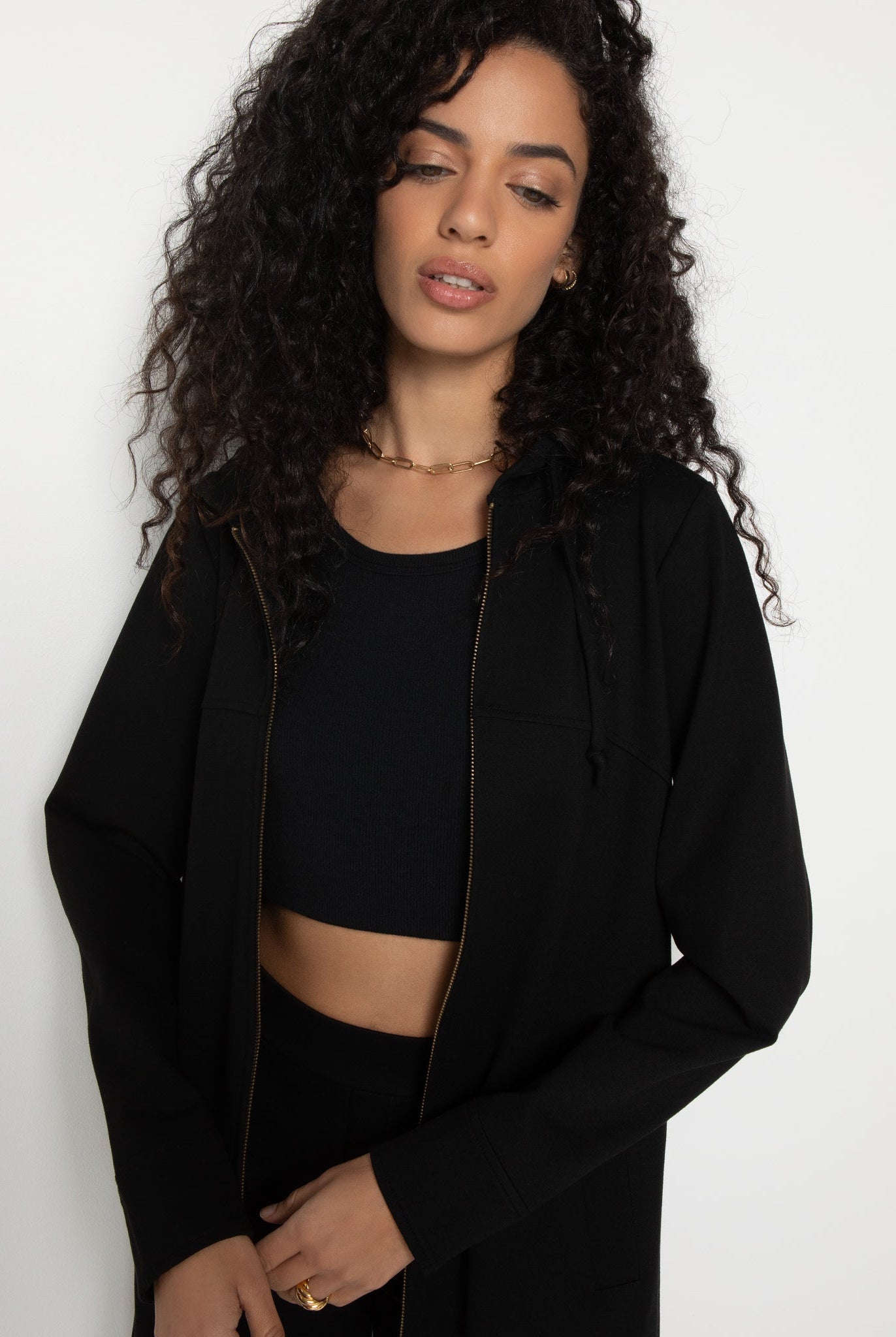 Black $|& SEAS Sail Away Ponte Jacket - VOF Side