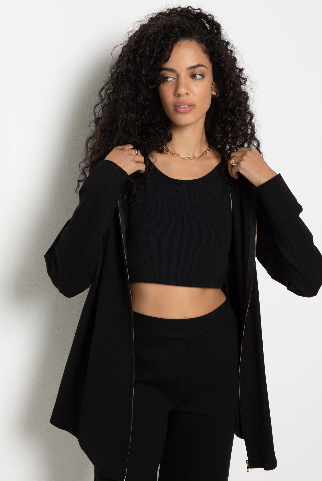 Black $|& SEAS Sail Away Ponte Jacket - SOF Full Front