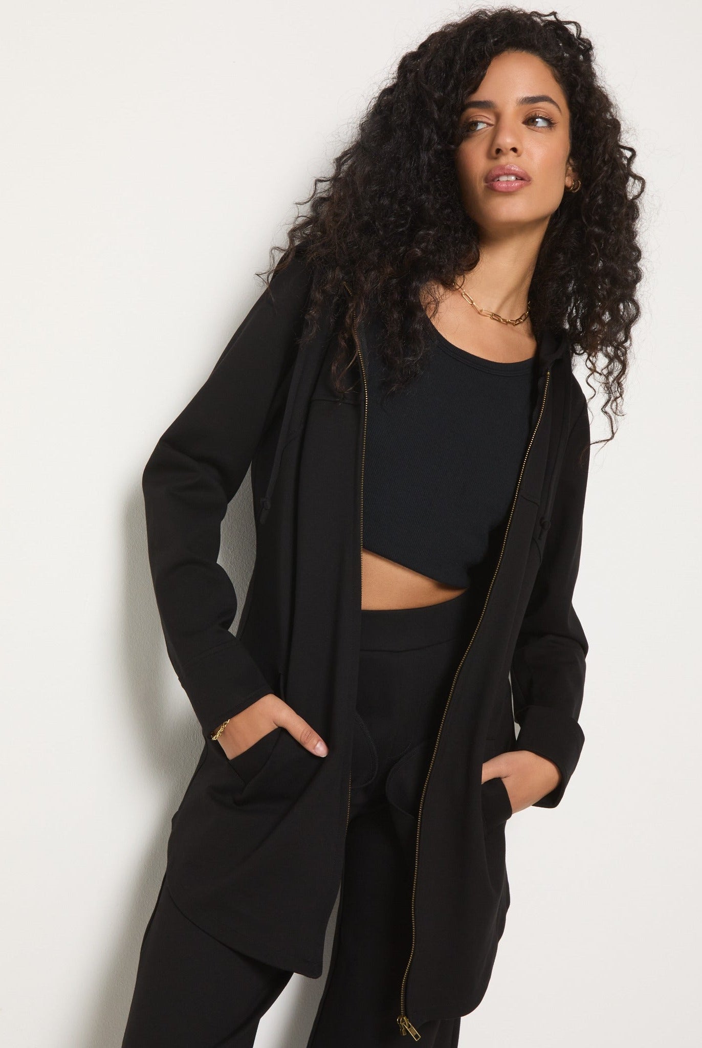 Black $|& SEAS Sail Away Ponte Jacket - SOF Front