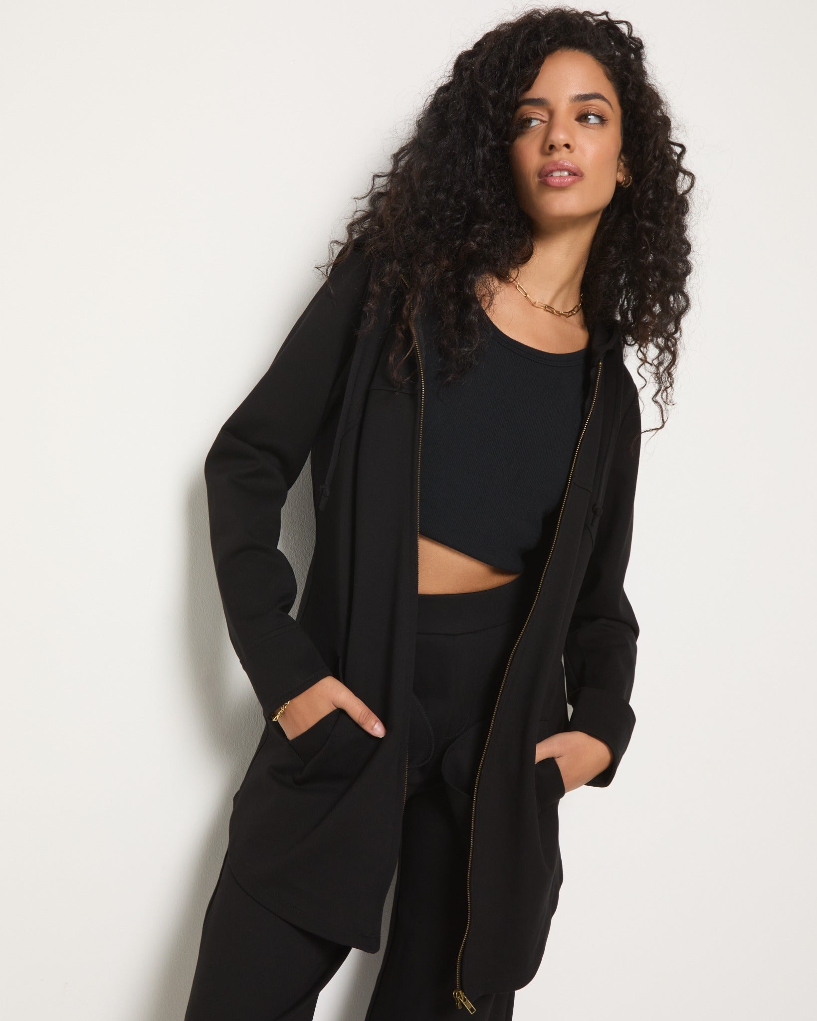 Black $|& SEAS Sail Away Ponte Jacket - SOF Front