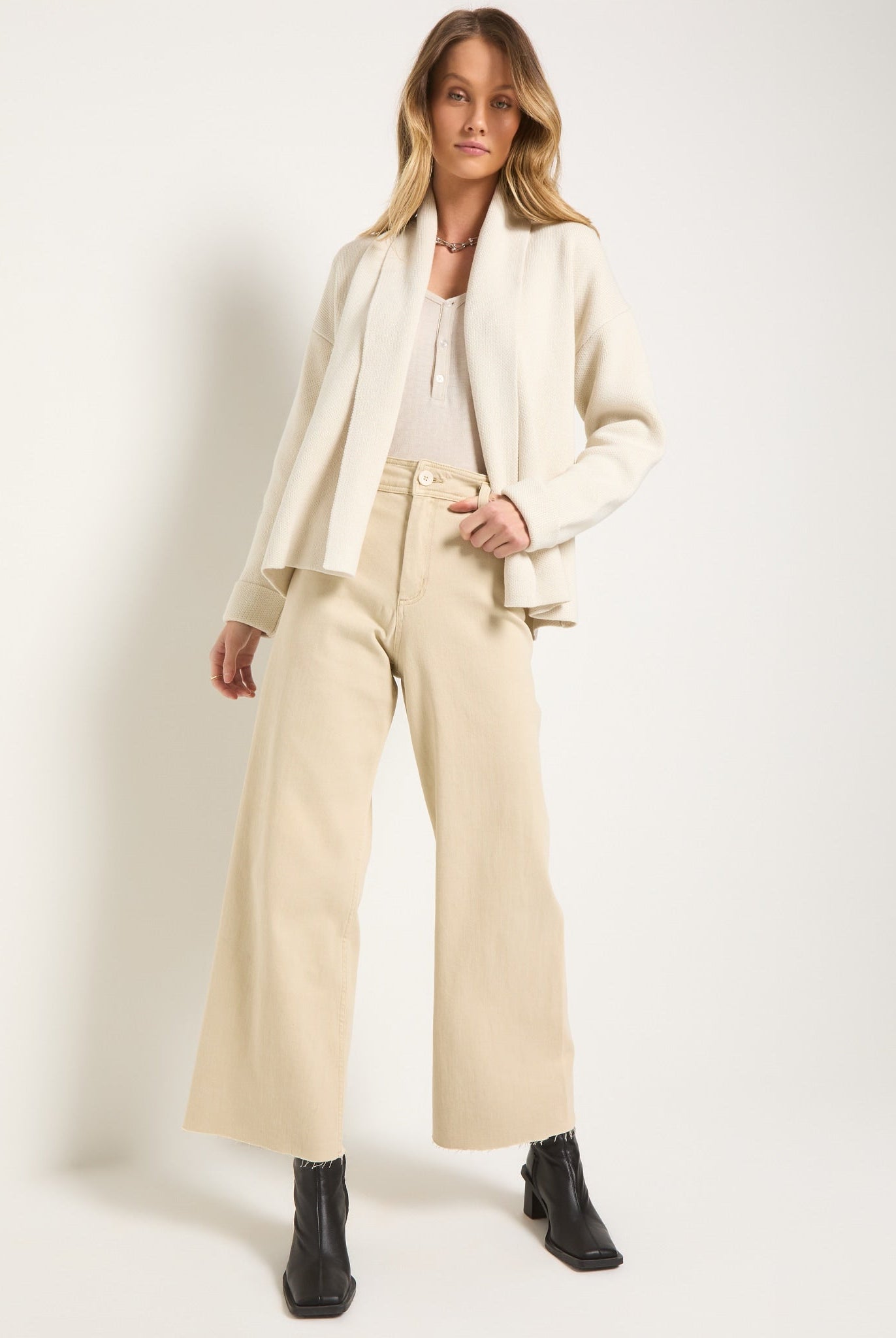 Cream $|& SEAS Stellar Drape Front Cardigan - UGC On Fig
