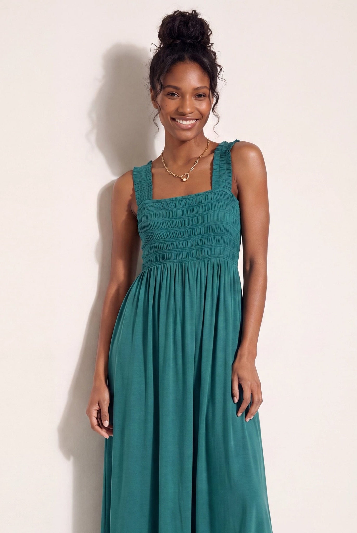 Deep Teal $|& SEAS Westbreeze Smocked Maxi Dress