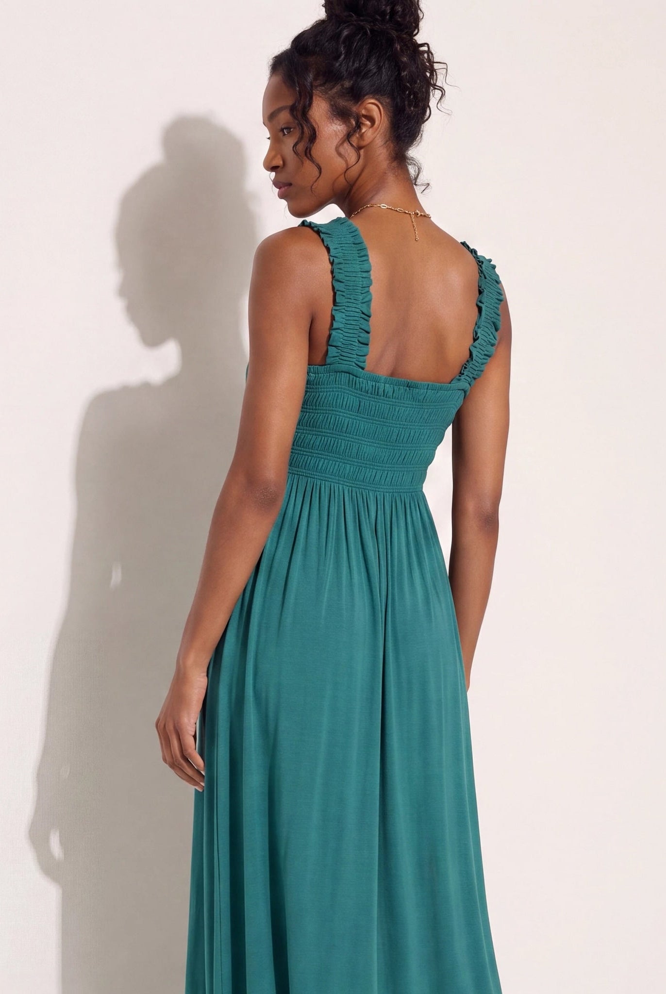 Deep Teal $|& SEAS Westbreeze Smocked Maxi Dress - SOF Front