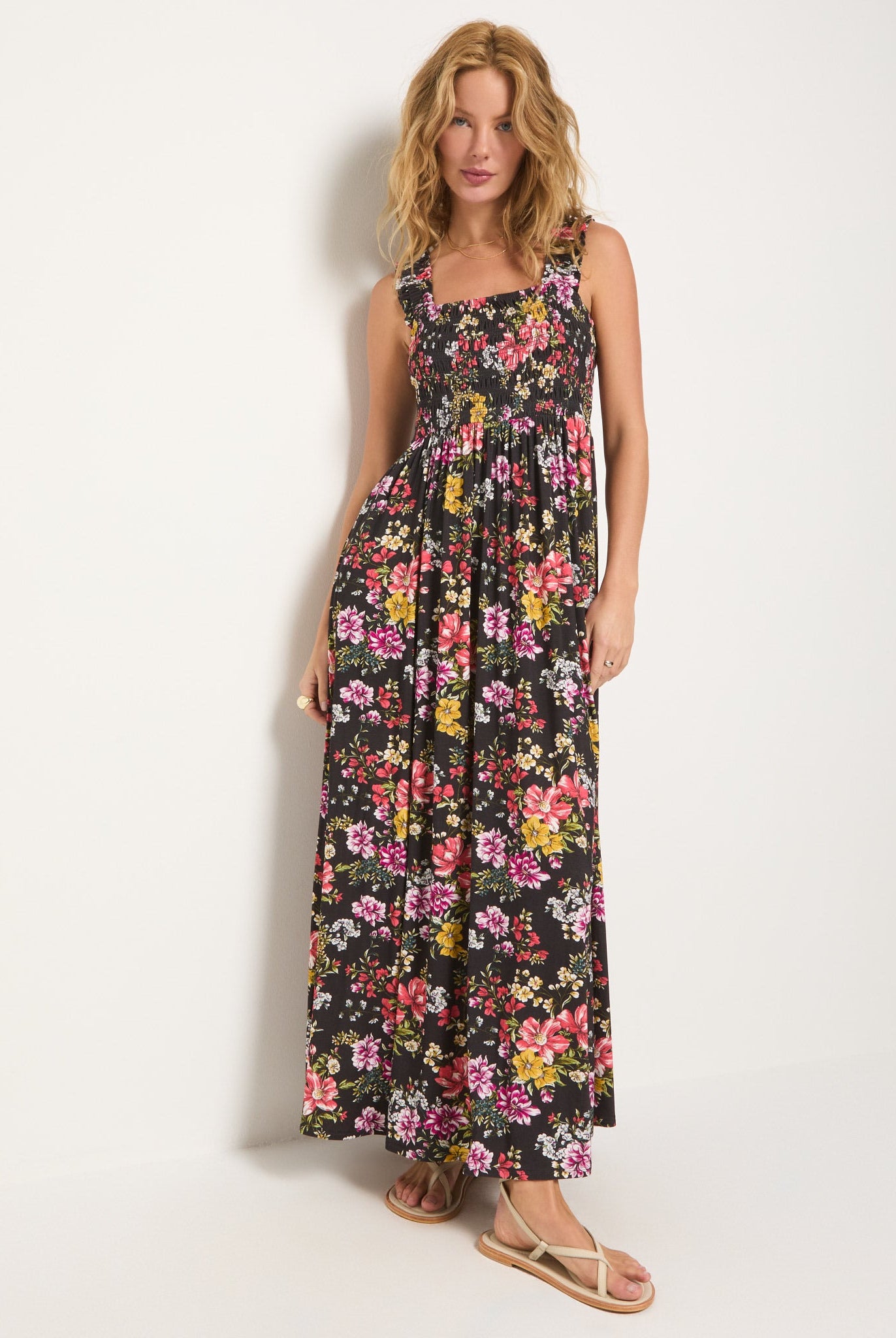 Multi Floral $|& SEAS Westbreeze Printed Smocked Maxi Dress - UGC On Fig