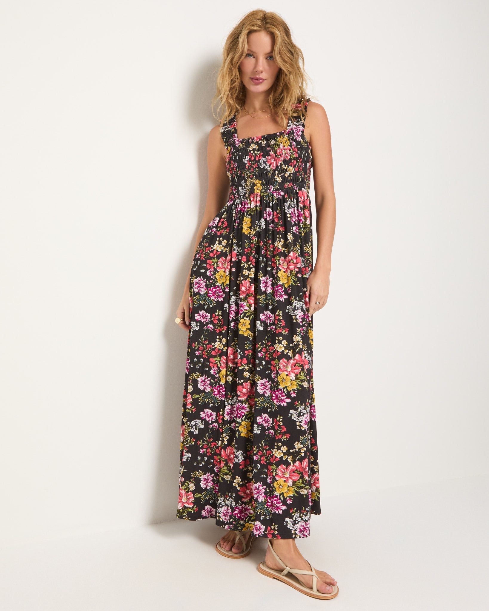 Multi Floral $|& SEAS Westbreeze Printed Smocked Maxi Dress - UGC On Fig