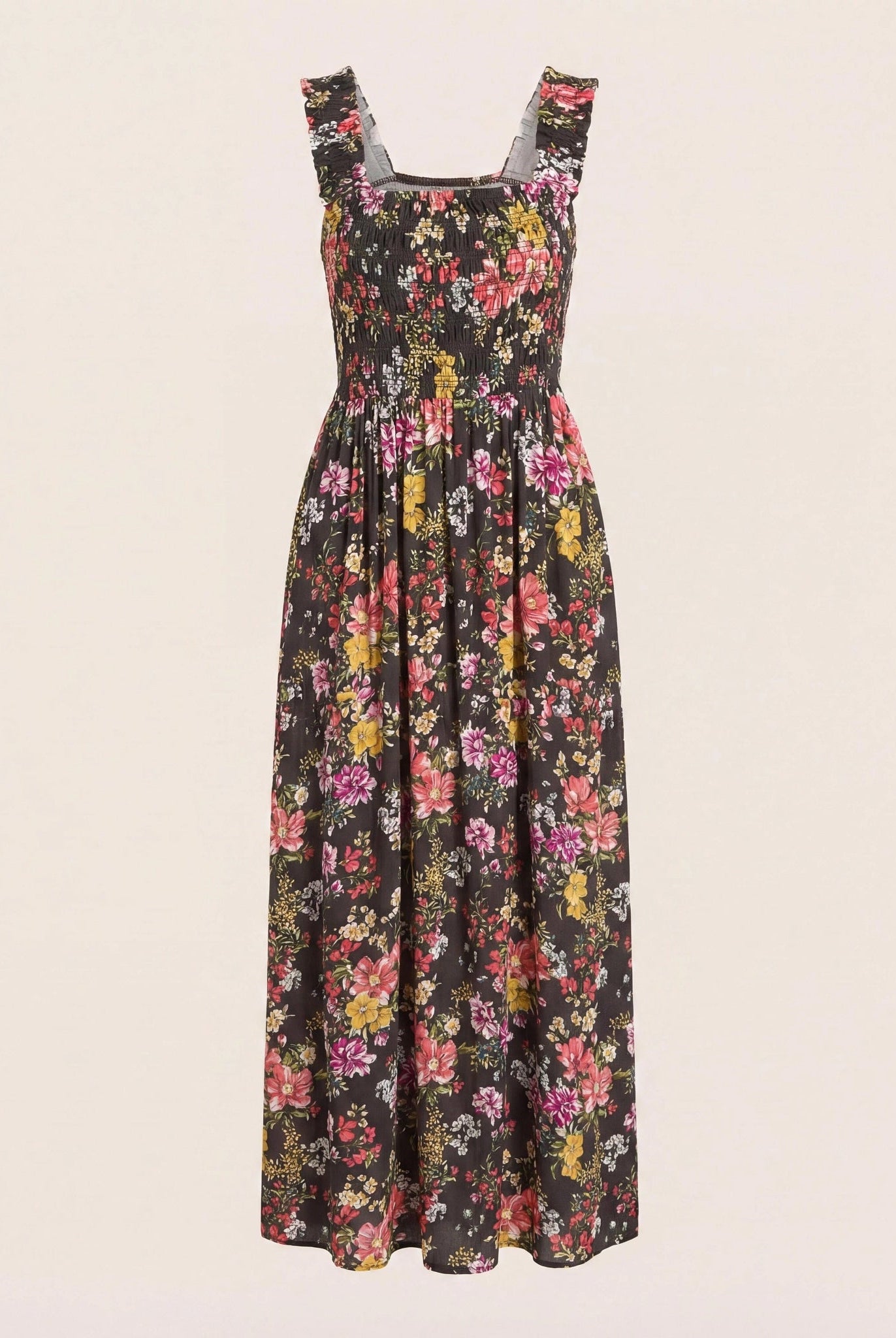 Multi Floral $|& SEAS Westbreeze Printed Smocked Maxi Dress - Hanger Detail