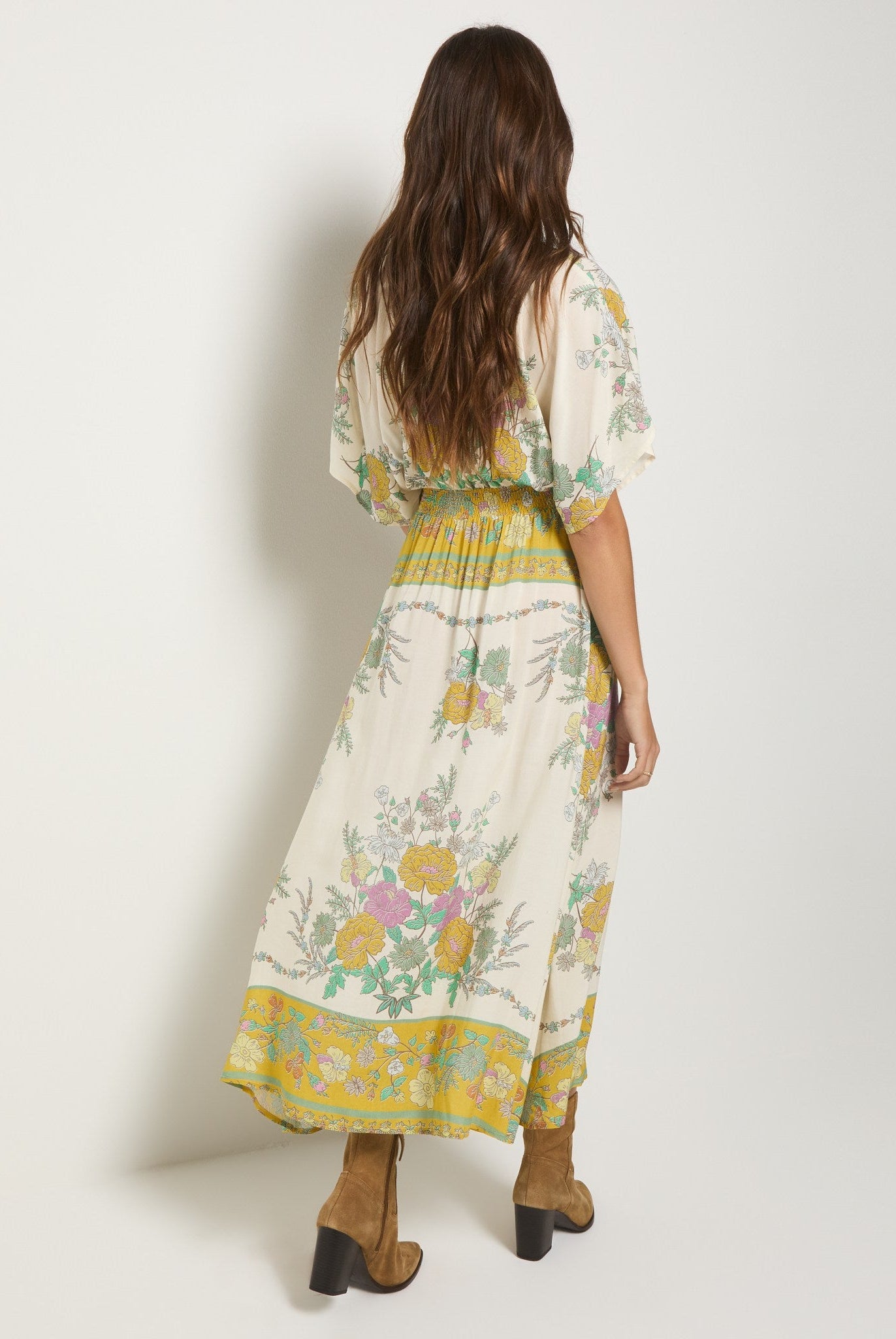 Cream Floral $|& SEAS Topanga Printed Midi Dress - SOF Back