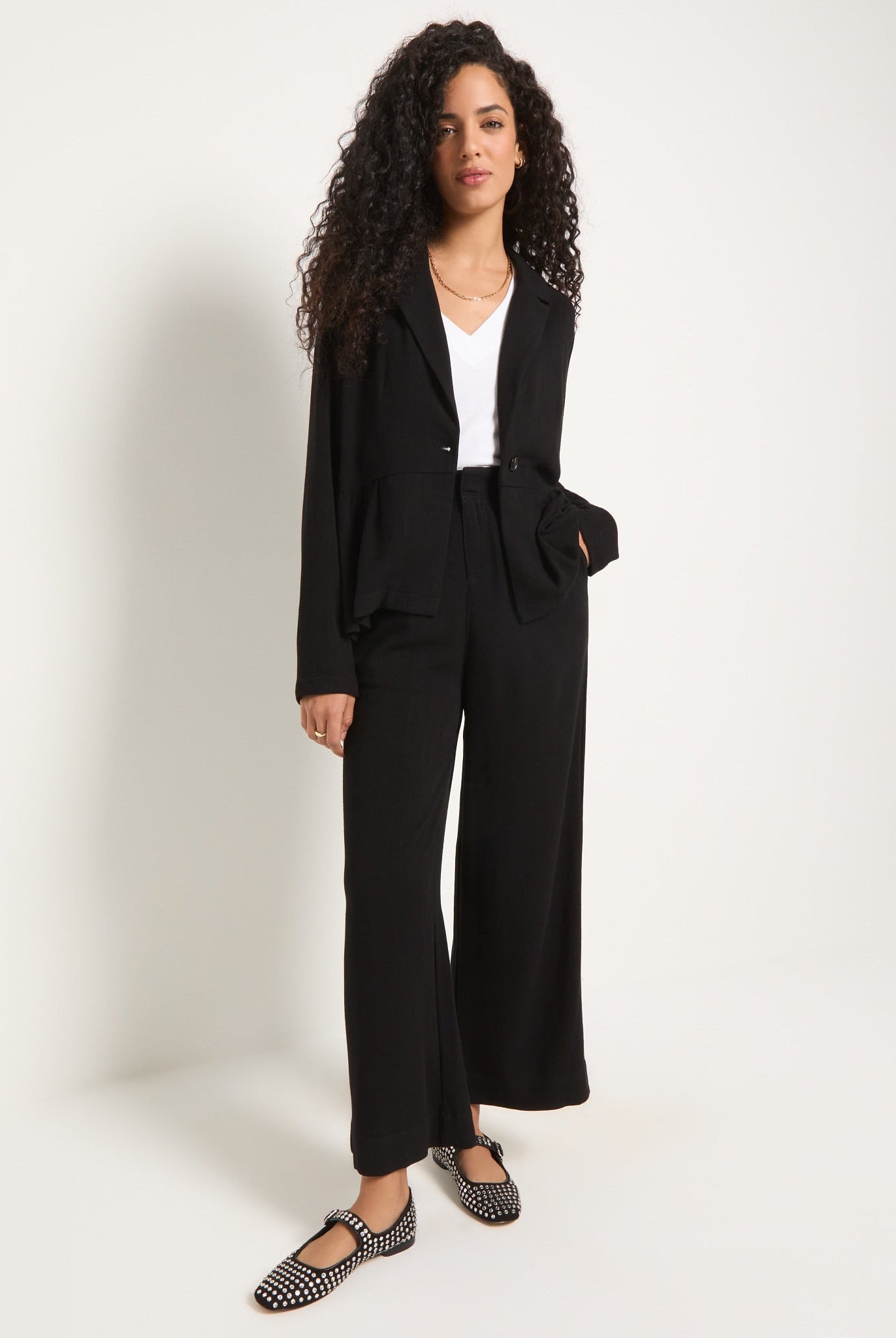Black $|& SEAS Cove Linen Peplum Blazer - UGC On Fig