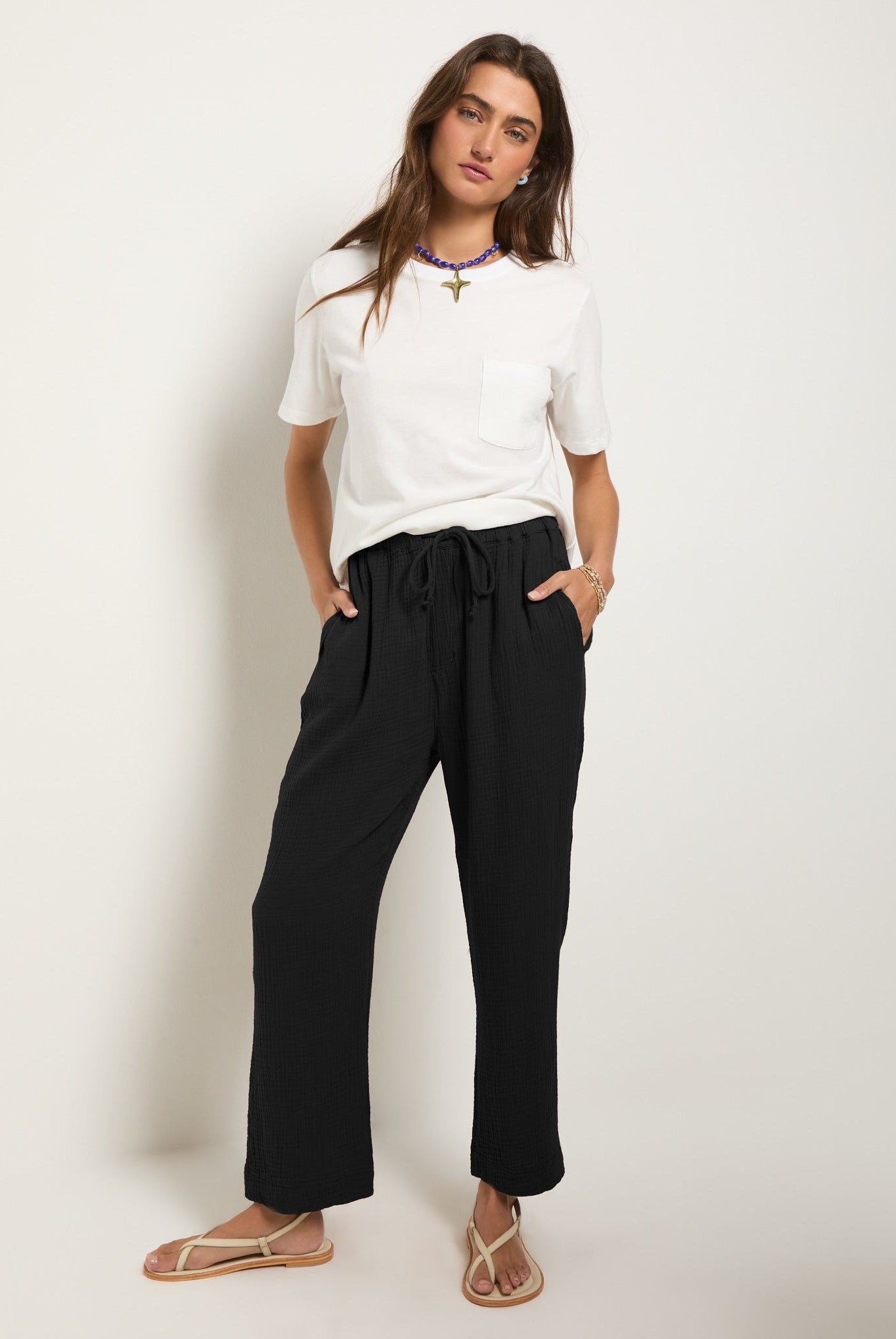 Black $|& SEAS Oasis Gauze Pant - UGC On Fig