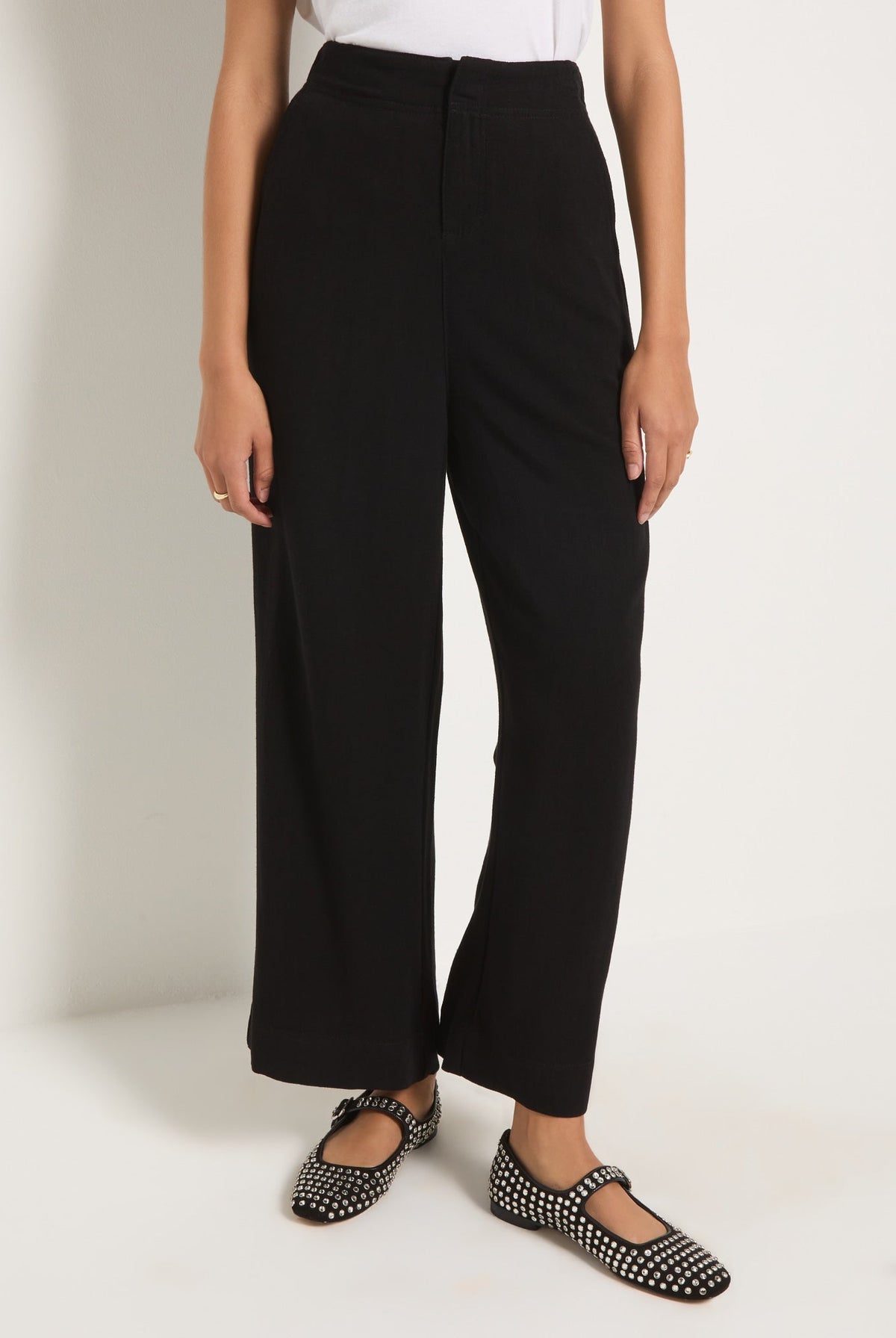 Black $|& SEAS Palomar Linen Blend Crop Pant - VOF Side