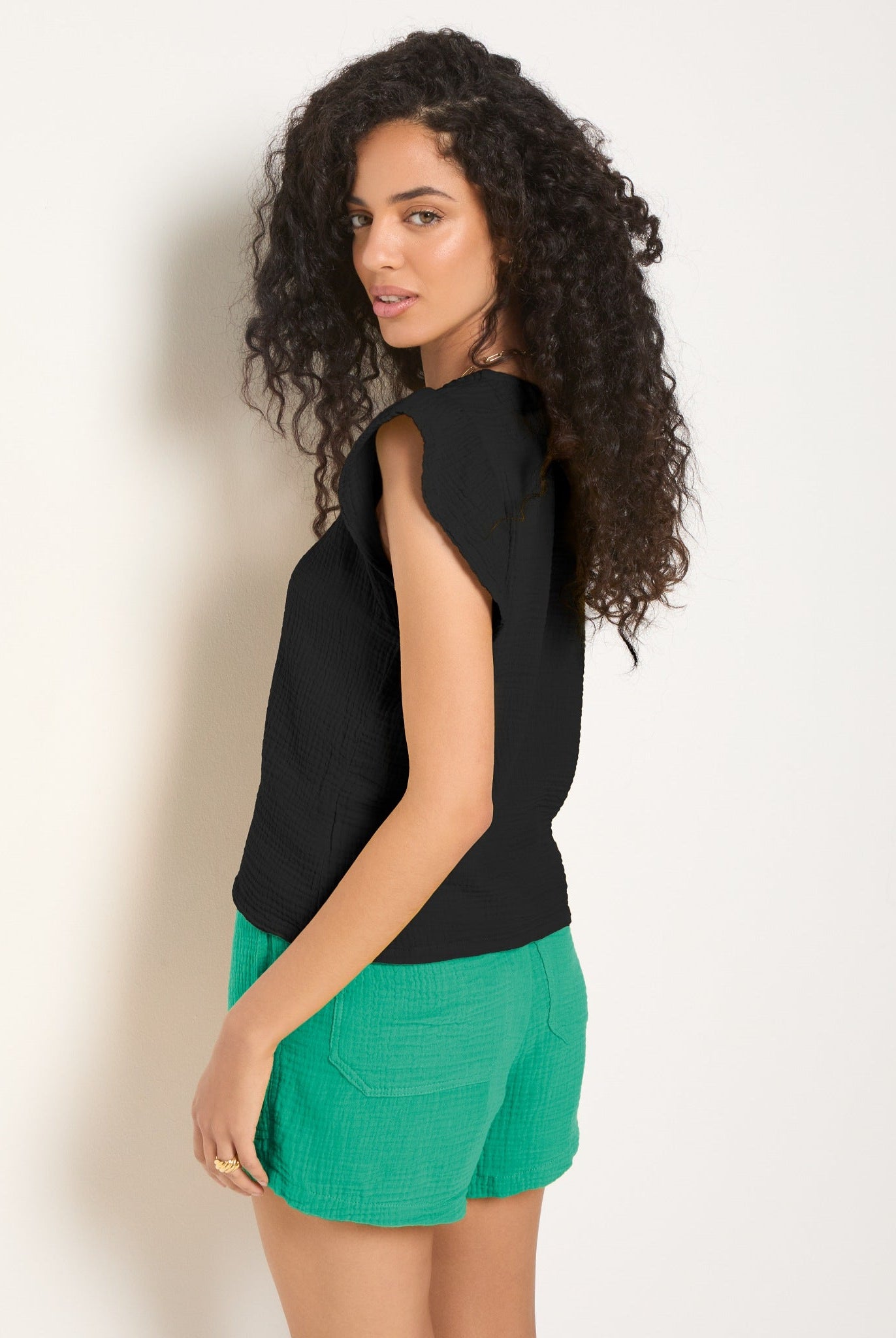 Green Apple $|& SEAS Seafoam Gauze Short - SOF Back