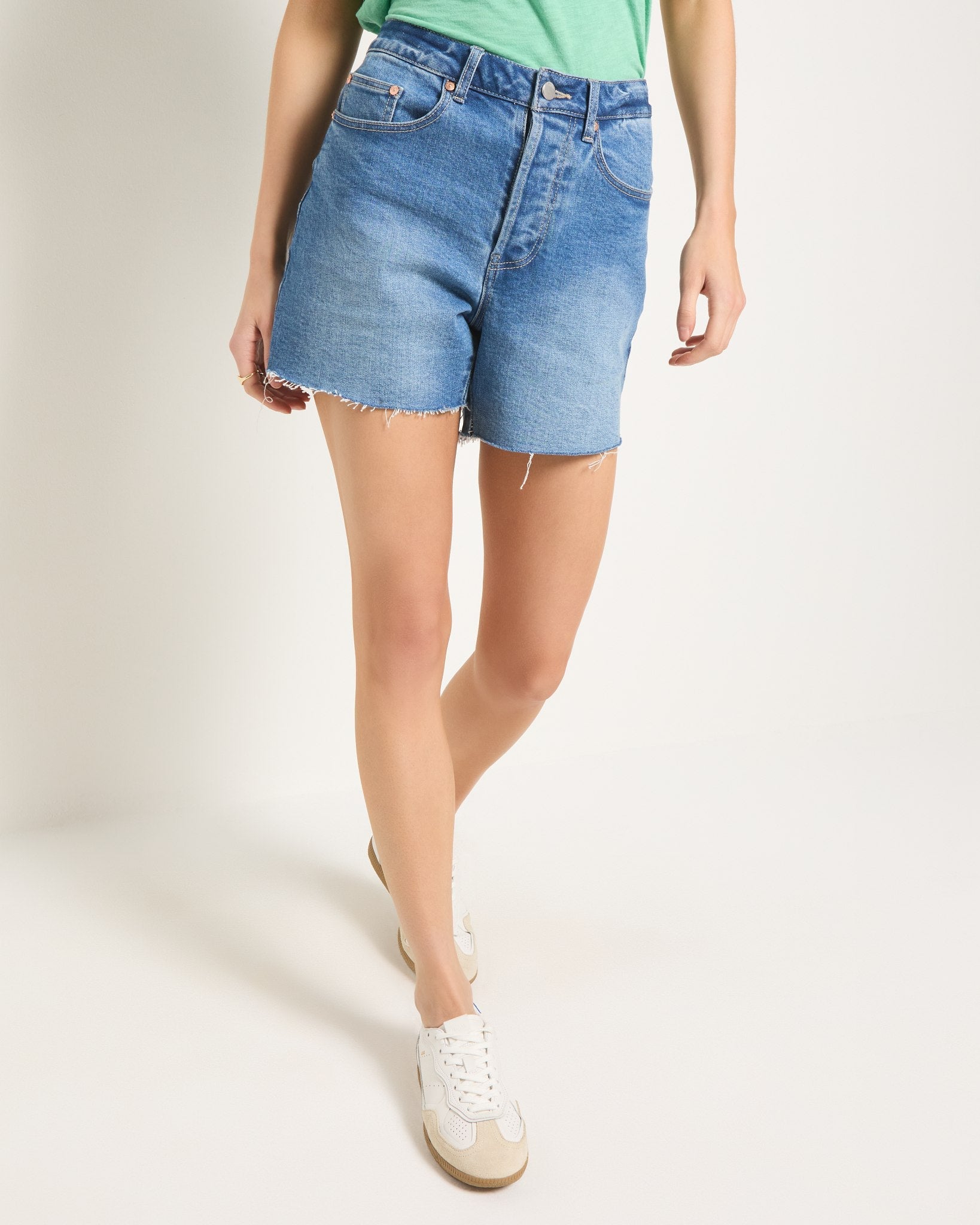 Pacific $|& SEAS Elle Boyfriend Denim Short with Hidden Button Fly - VOF Front