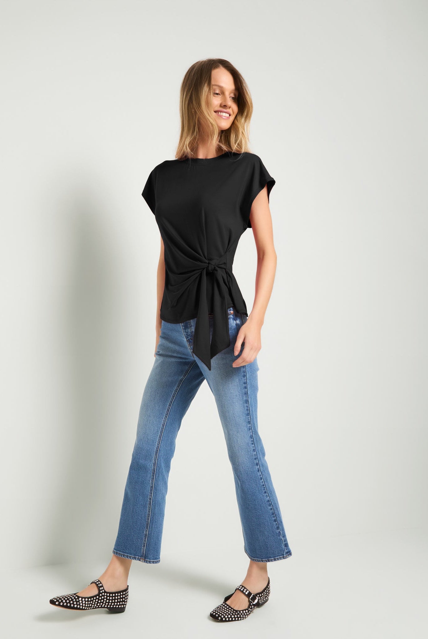 Black $|& SEAS Tidal Tied Waist Tee - UGC On Fig