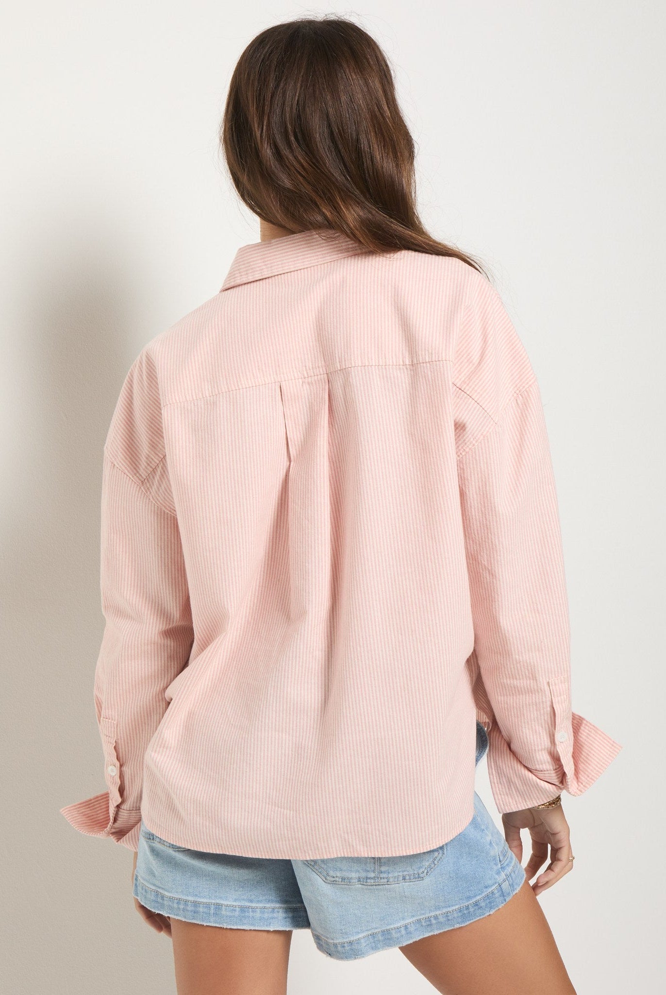 Pink Stripe $|& SEAS Jetty Button Up Shirt - SOF Back