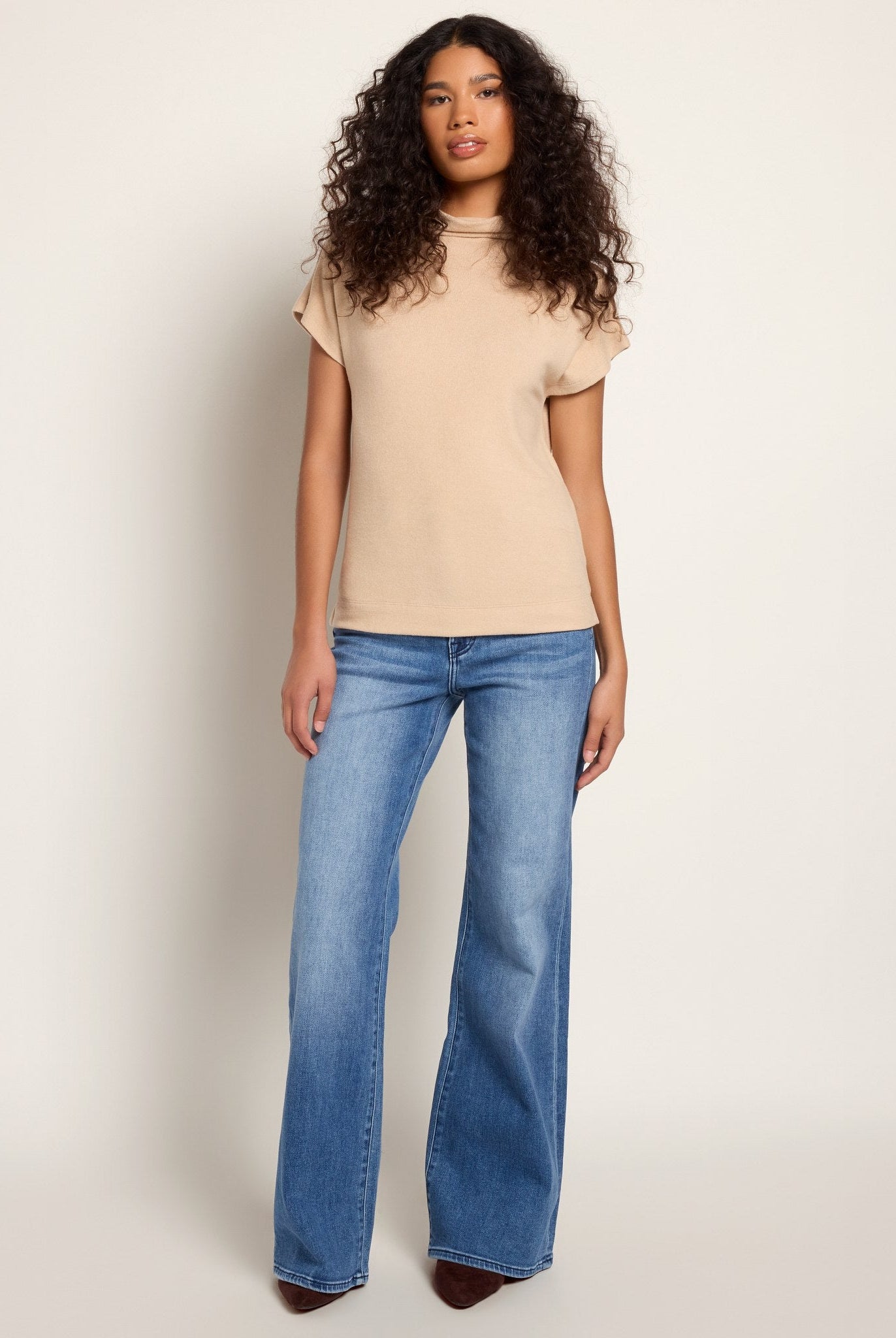 Oatmeal $|& SEAS Pier Funnel Neck Hacci Tee - UGC On Fig