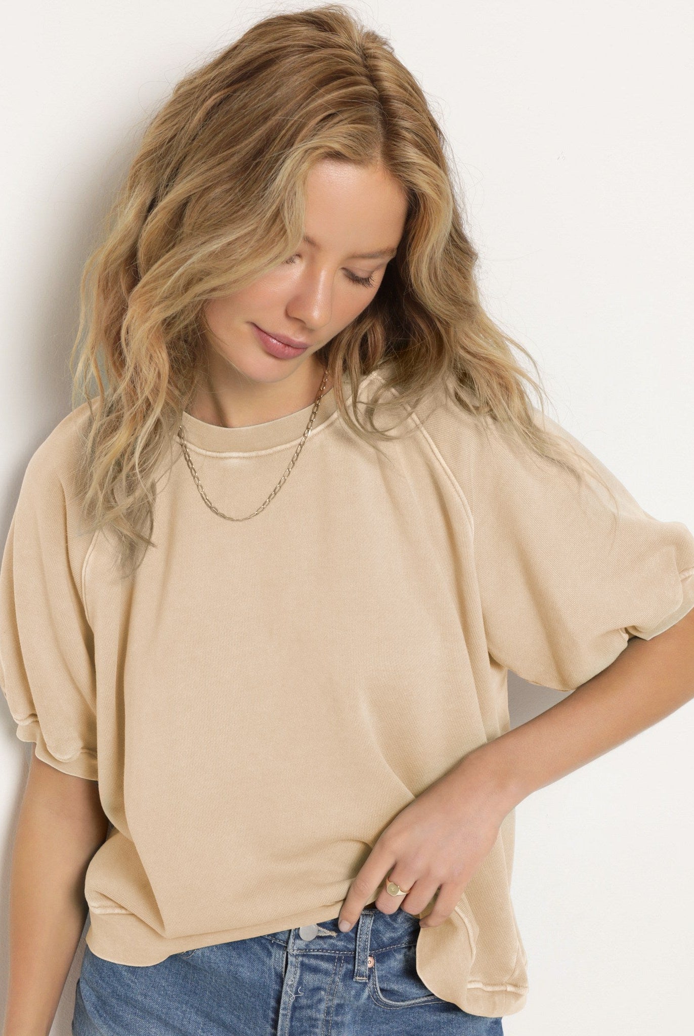 Birch $|& SEAS Sundeck Short Sleeve Sweatshirt - SOF Full Front