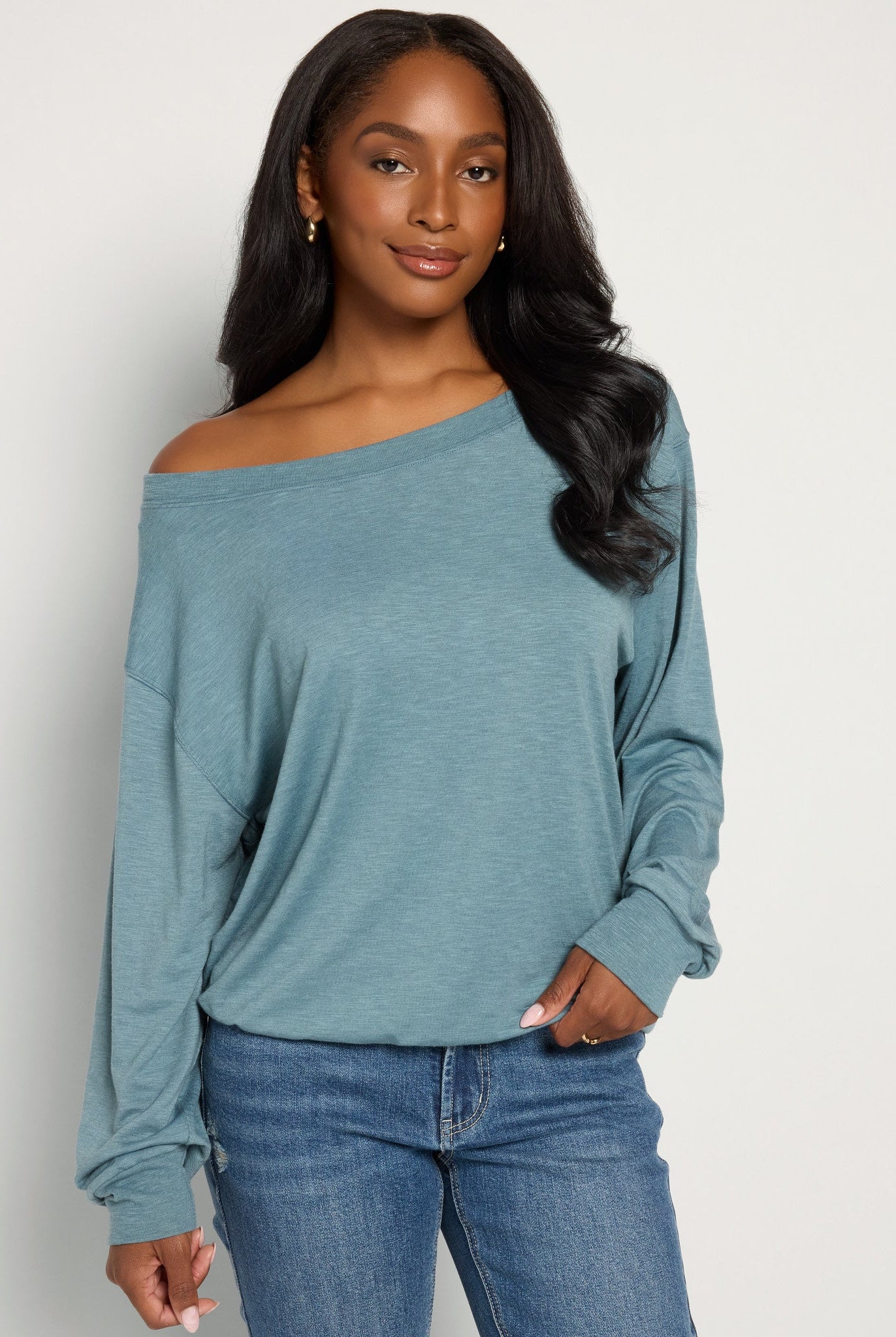 Lagoon $|& SEAS Brooksville Slub Off The Shoulder Top - SOF Front
