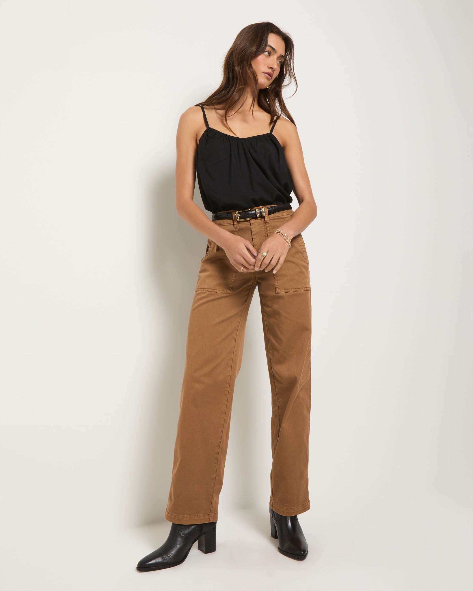 Black $|& SEAS Solana Spaghetti Strap Tank - VOF Front