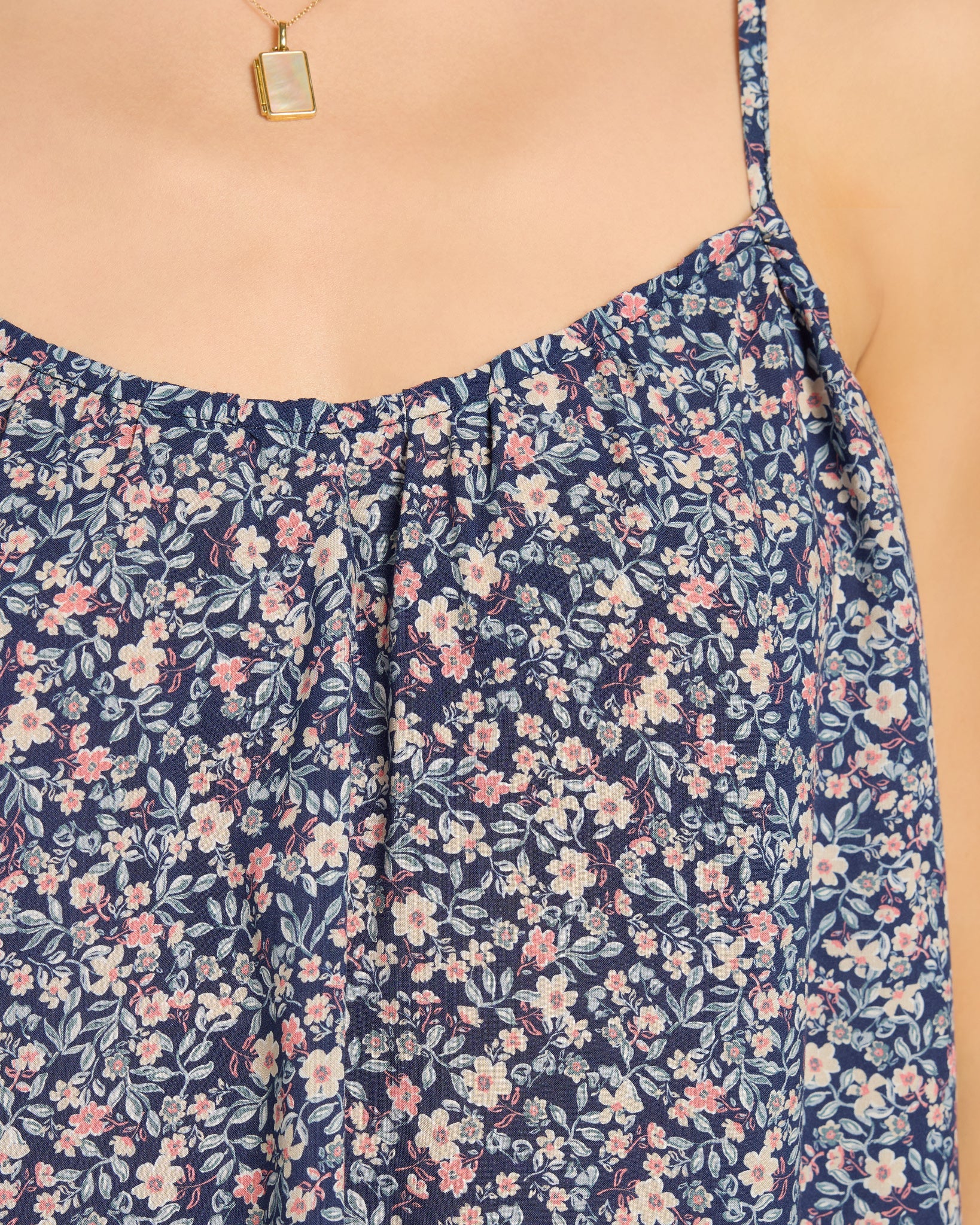 Sapphire Floral $|& SEAS Solana Printed Spaghetti Strap Tank - SOF Full Front