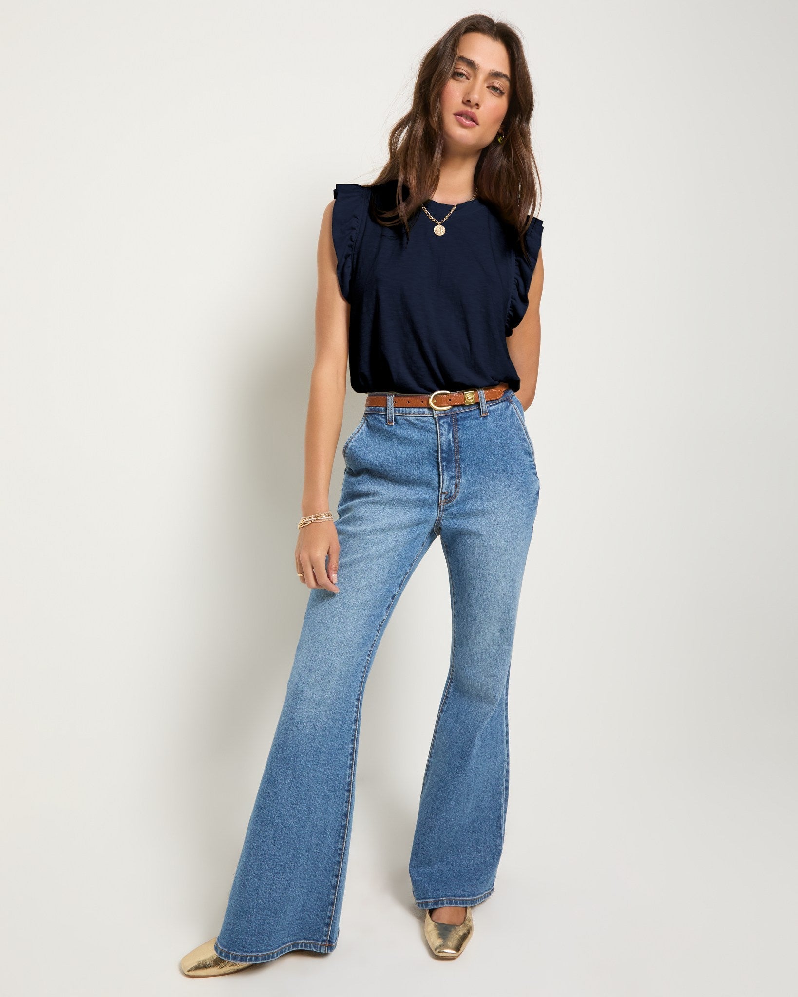 Sapphire $|& SEAS Ruffle Shoulder Tank - UGC On Fig