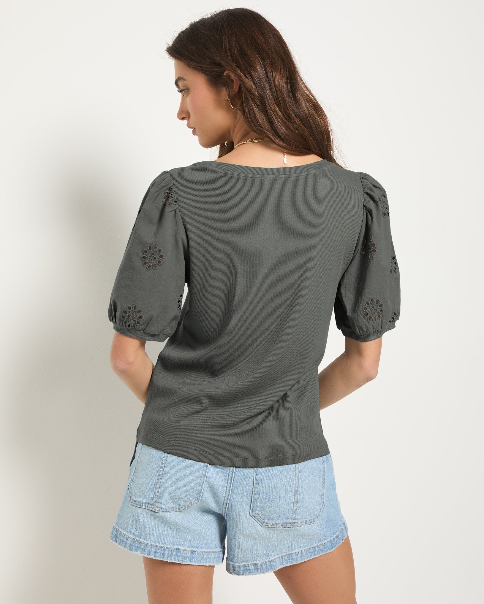 Eclipse $|& SEAS Seaglass Eyelet Sleeve Tee - SOF Back