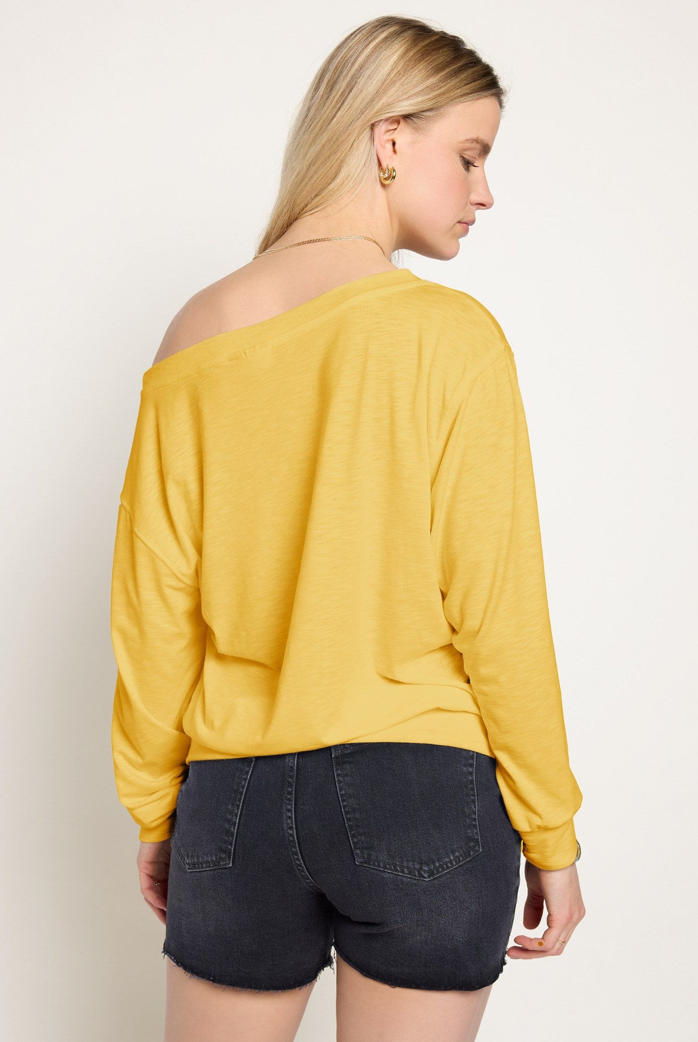 Golden $|& SEAS Brooksville Slub Off The Shoulder Top - SOF Back