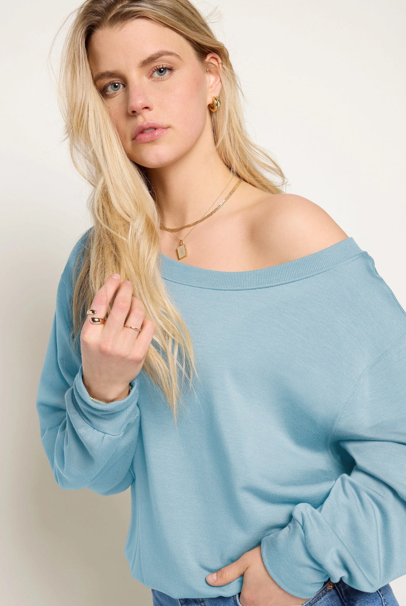 Wave $|& SEAS Brooksville One Shoulder Sweatshirt - SOF Front