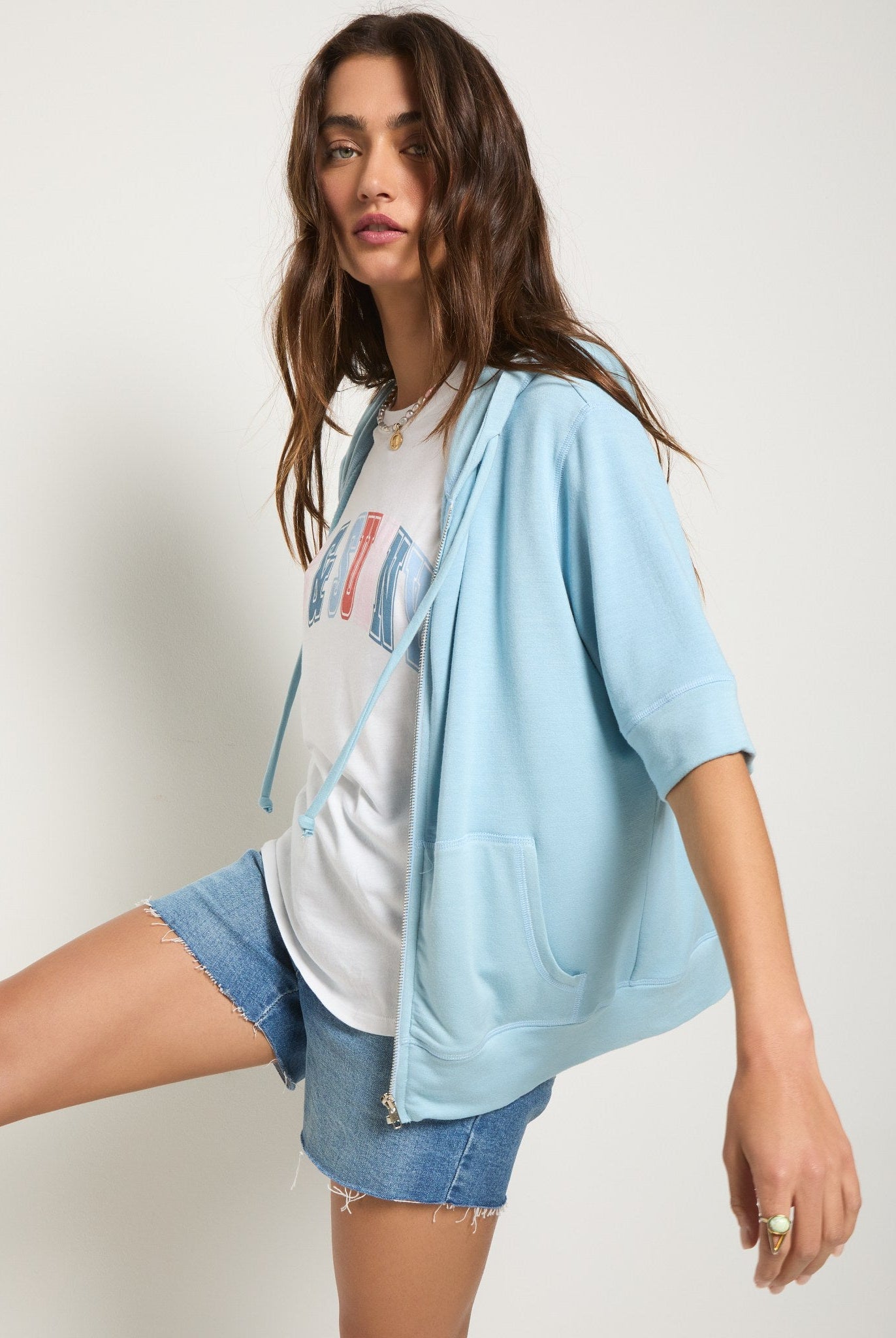 Wave $|& SEAS Short Sleeve Fleece Zip Up - SOF Full Front