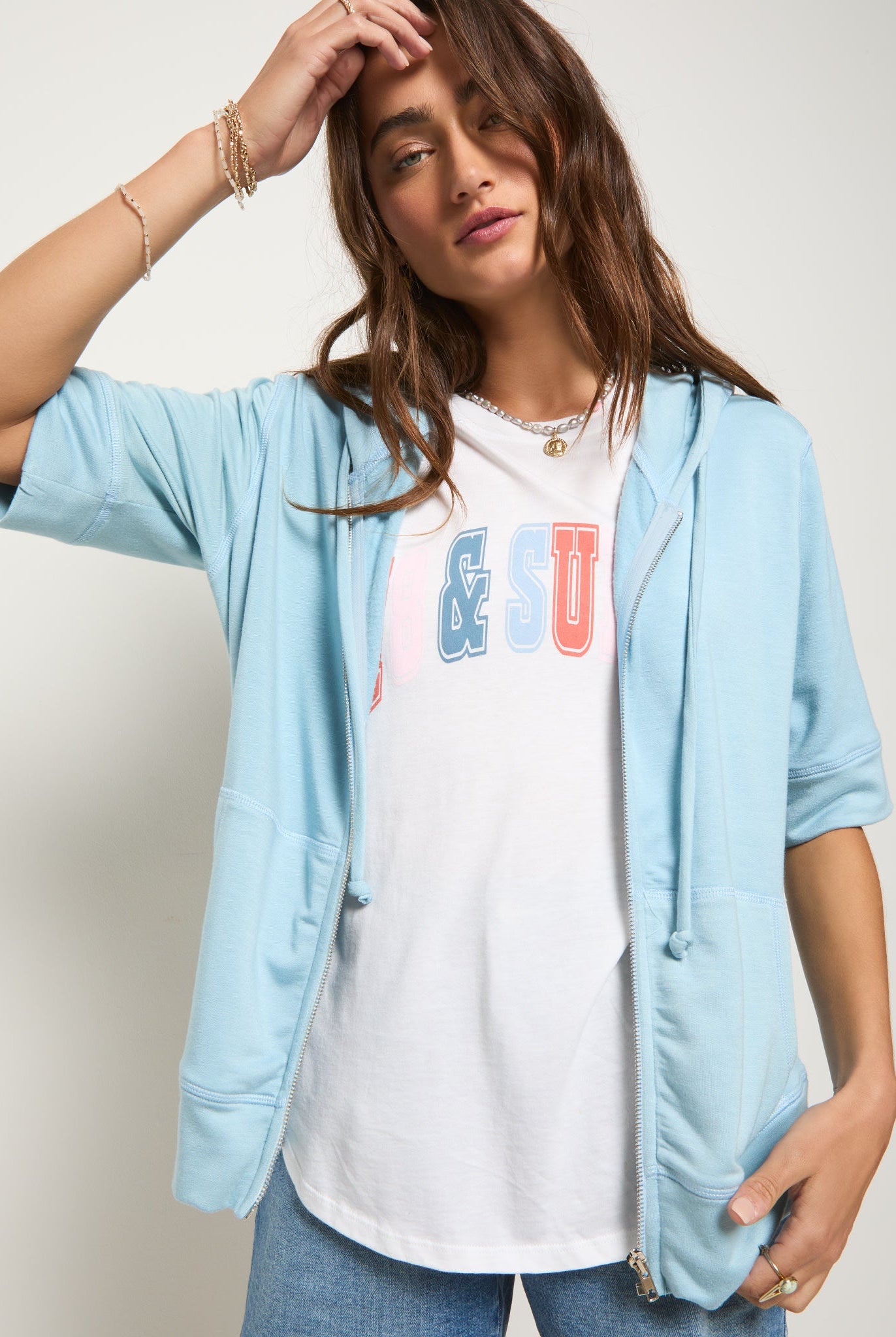 Wave $|& SEAS Short Sleeve Fleece Zip Up - SOF Front