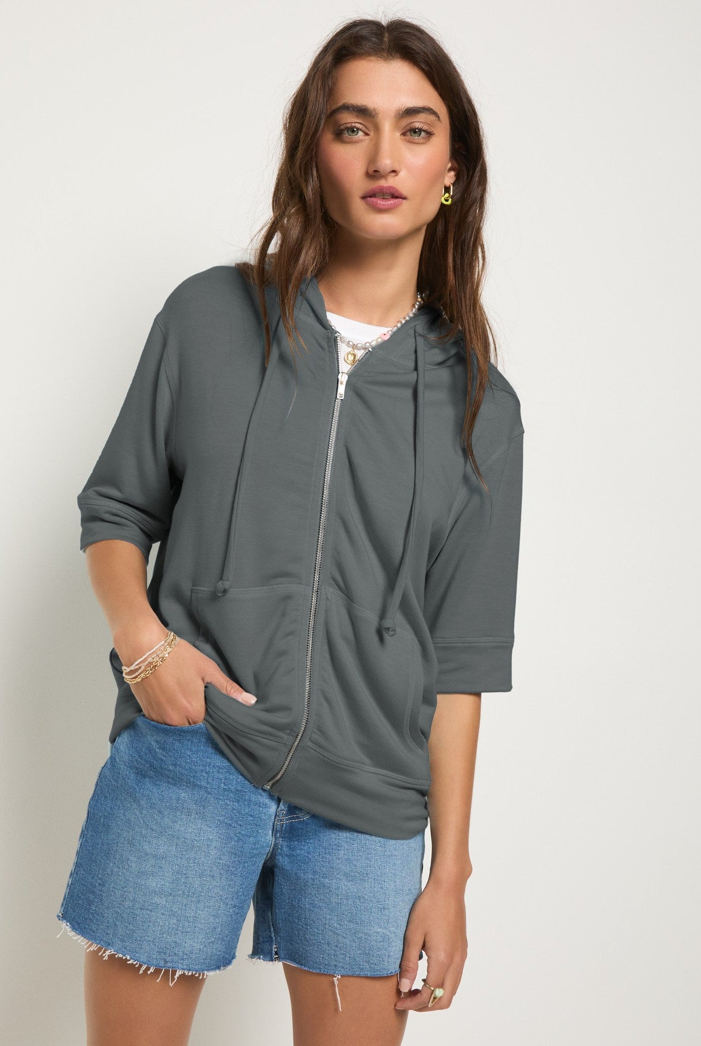 Eclipse $|& SEAS Short Sleeve Fleece Zip Up - SOF Front