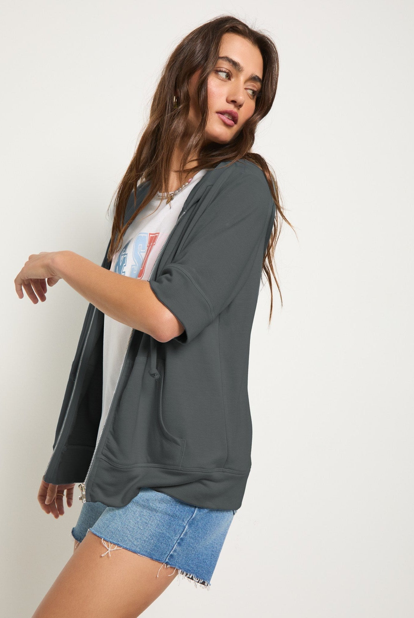 Eclipse $|& SEAS Short Sleeve Fleece Zip Up - SOF Full Front