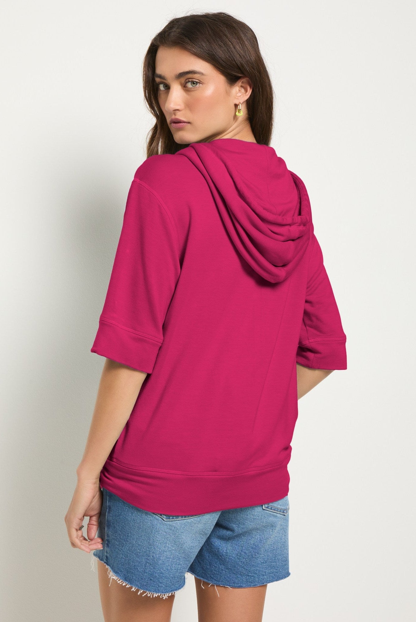 Magenta $|& SEAS Short Sleeve Fleece Zip Up - SOF Back