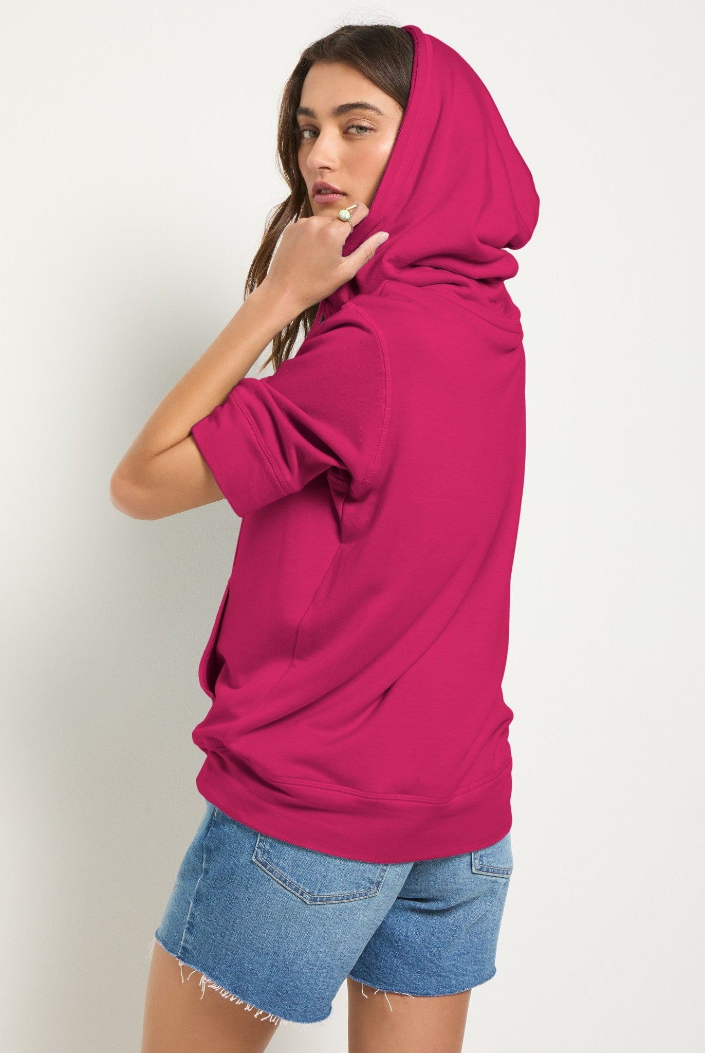 Magenta $|& SEAS Short Sleeve Fleece Zip Up - VOF Front