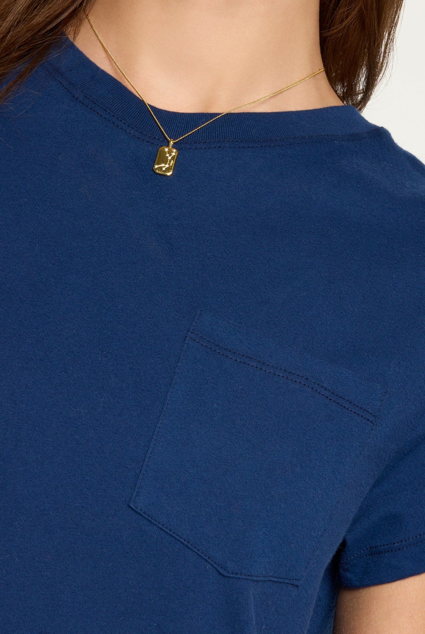 Sapphire $|& SEAS Luna Pocket Tee - SOF Full Front