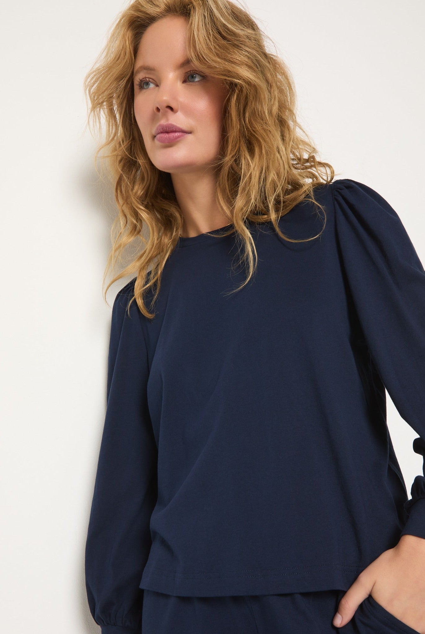 Mariner Midnight $|& SEAS Up Early Puff Sleeve Sleep Set - SOF Full Front