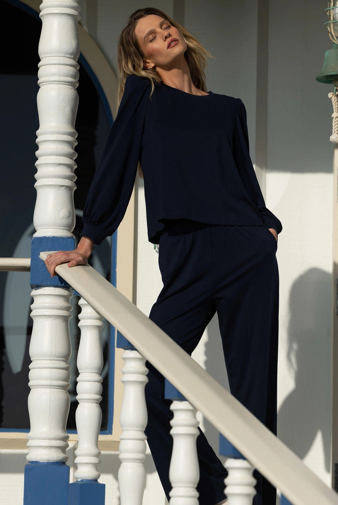 Mariner Midnight $|& SEAS Up Early Puff Sleeve Sleep Set - SOF Side