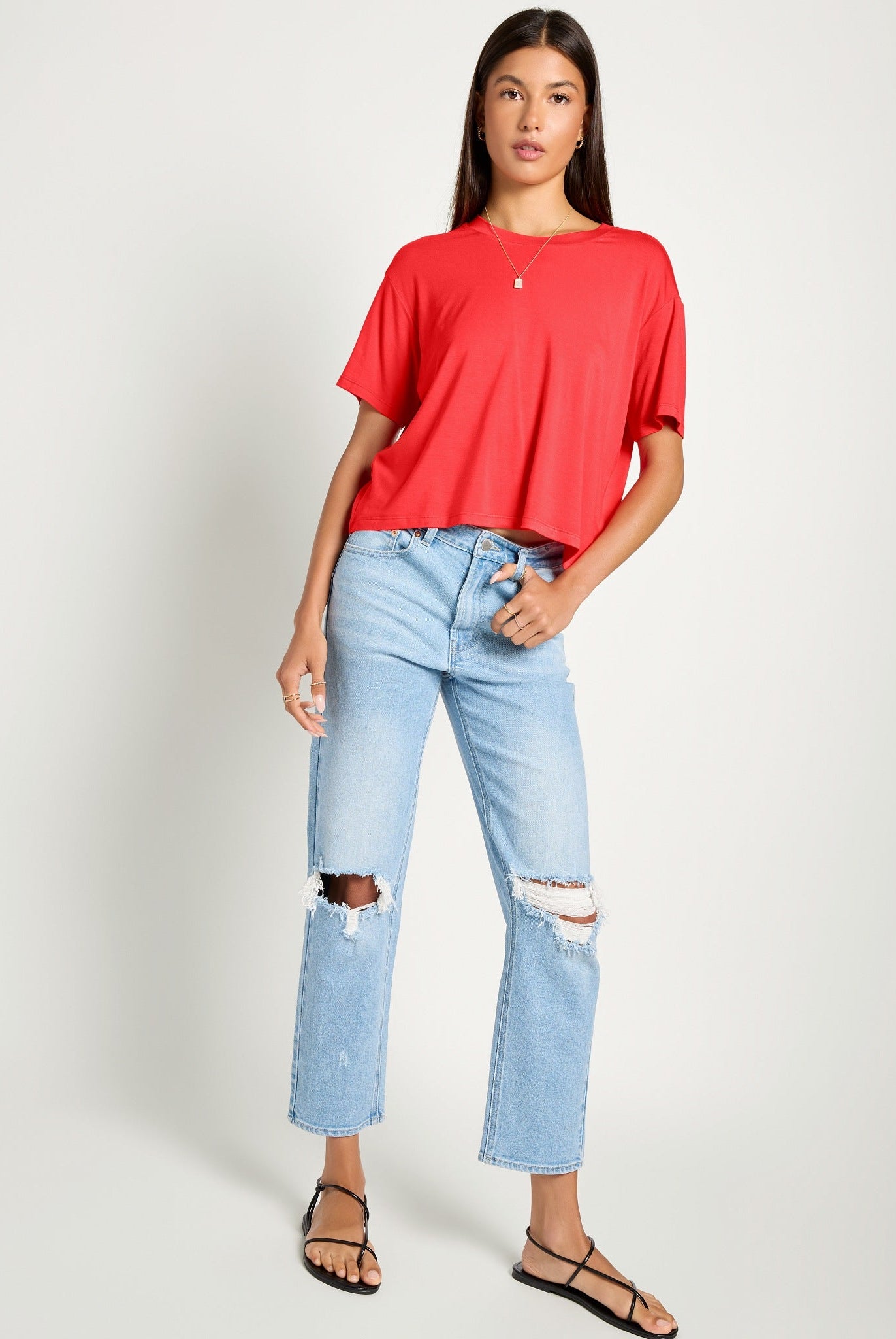 Pomegranate $|& SEAS Newport Cropped Tee - UGC On Fig