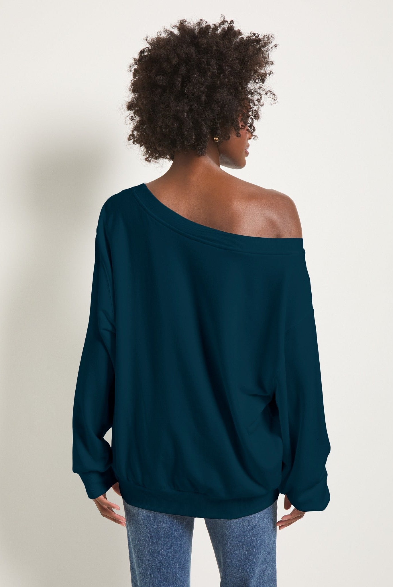 Deep Sea $|& SEAS Brooksville One Shoulder Sweatshirt - SOF Back