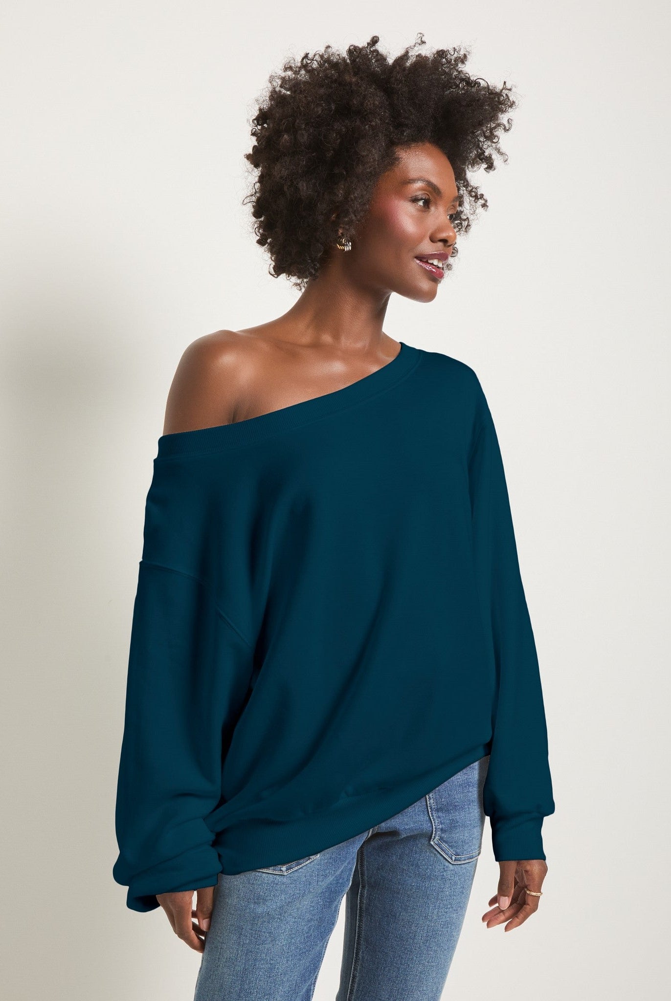 Deep Sea $|& SEAS Brooksville One Shoulder Sweatshirt - SOF Front