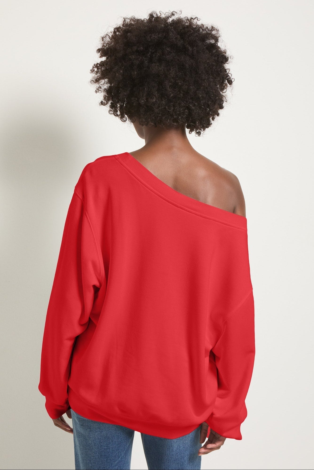 Pomegranate $|& SEAS Brooksville One Shoulder Sweatshirt - SOF Back