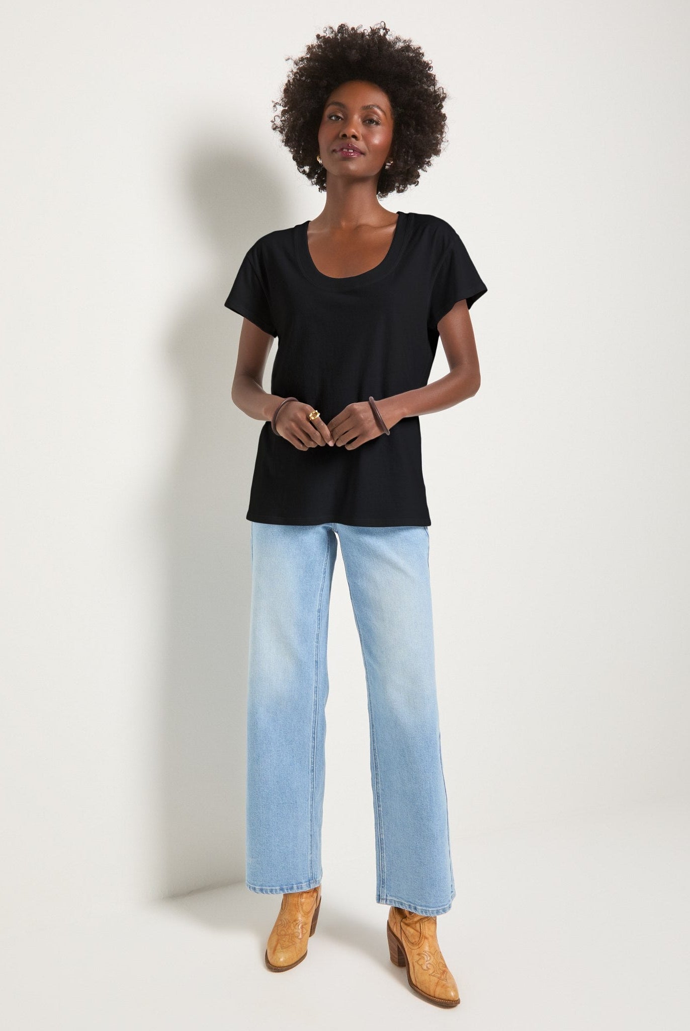 Faded Black $|& SEAS Beachside Scoop Neck Tee - VOF Front