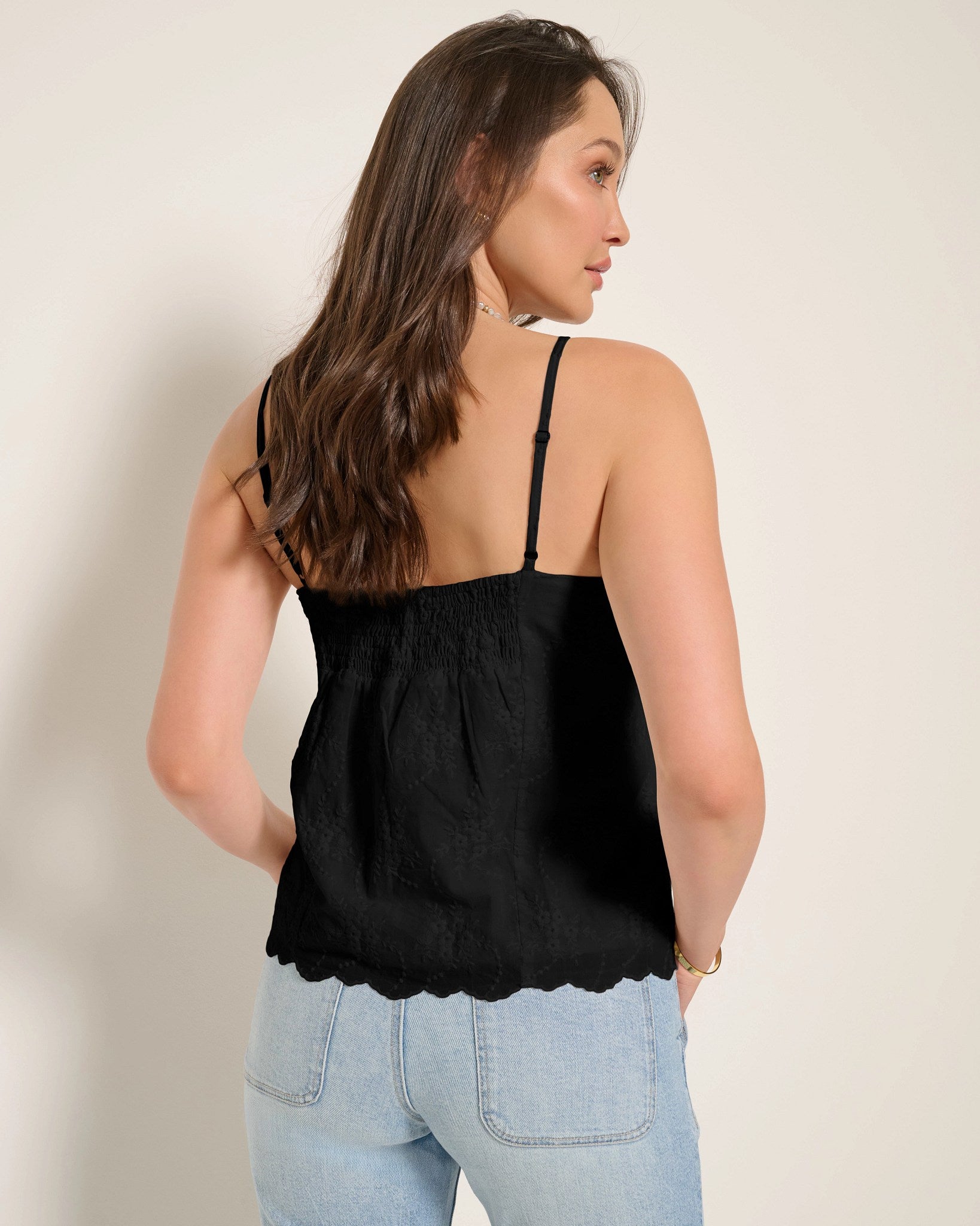 Black $|& SEAS Radiance Eyelet Cami - SOF Back