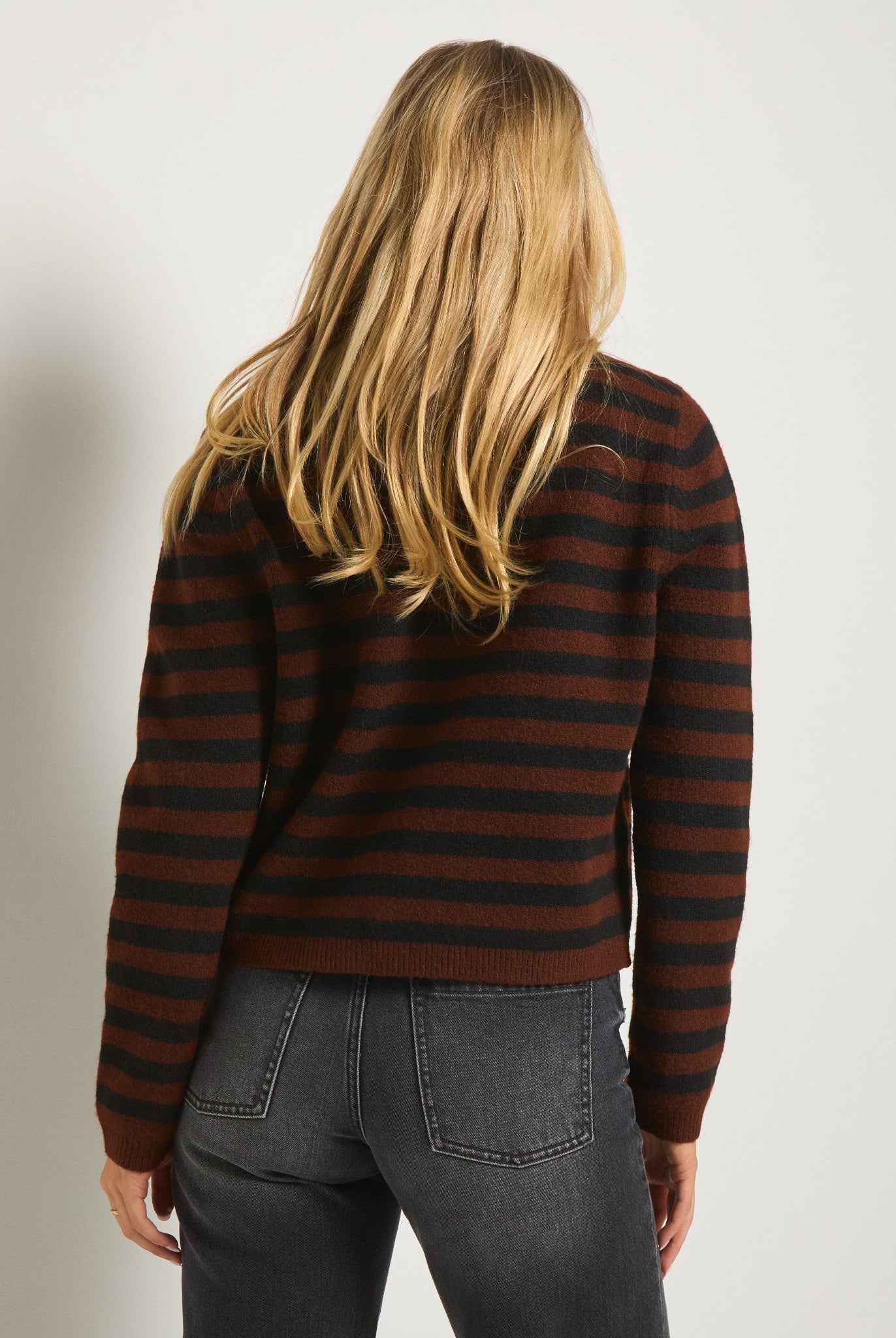 Mahogany Stripe $|& SEAS Coral Charm Cardigan - SOF Back