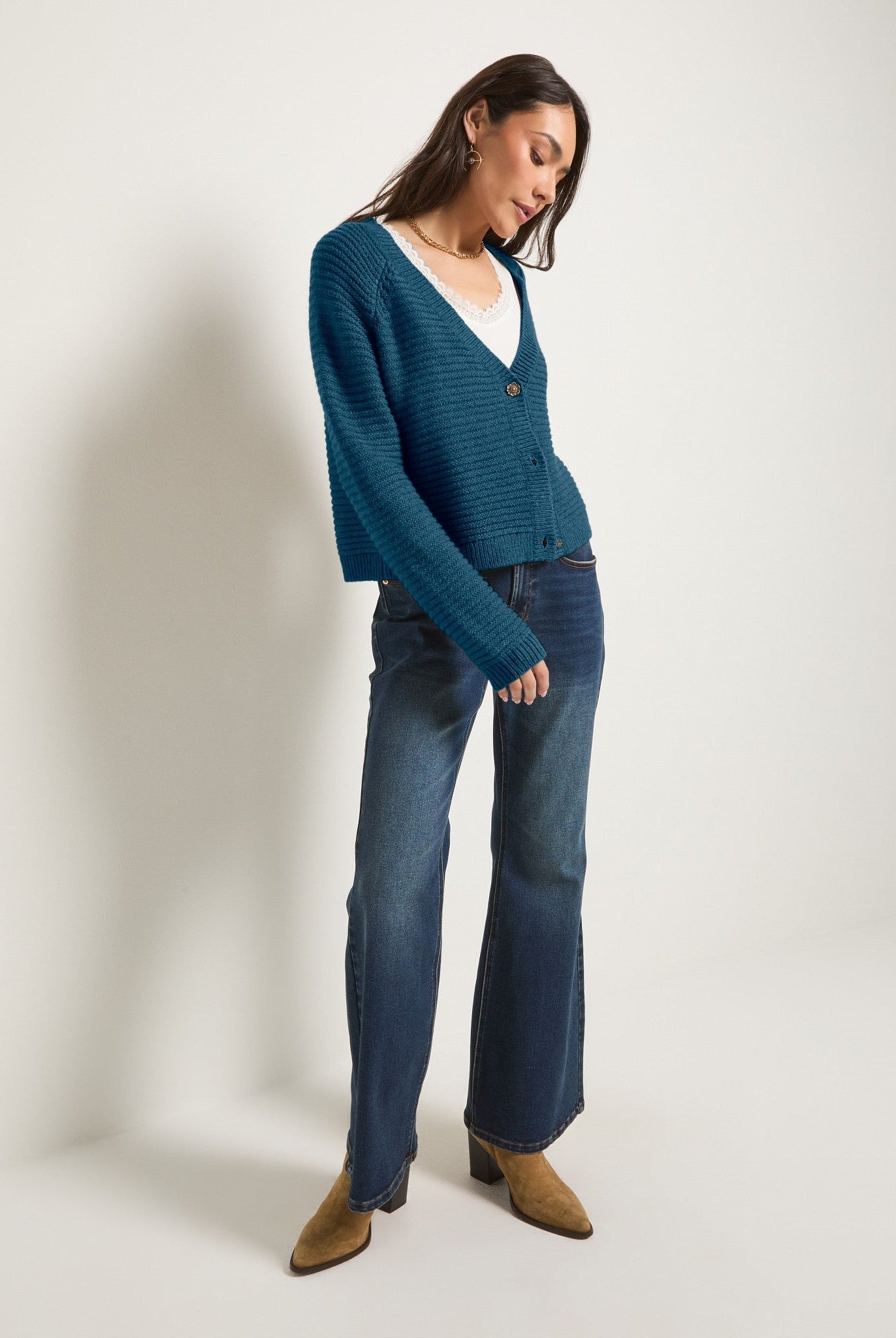 Deep Sea $|& SEAS Meadow V-Neck Cardigan - UGC On Fig