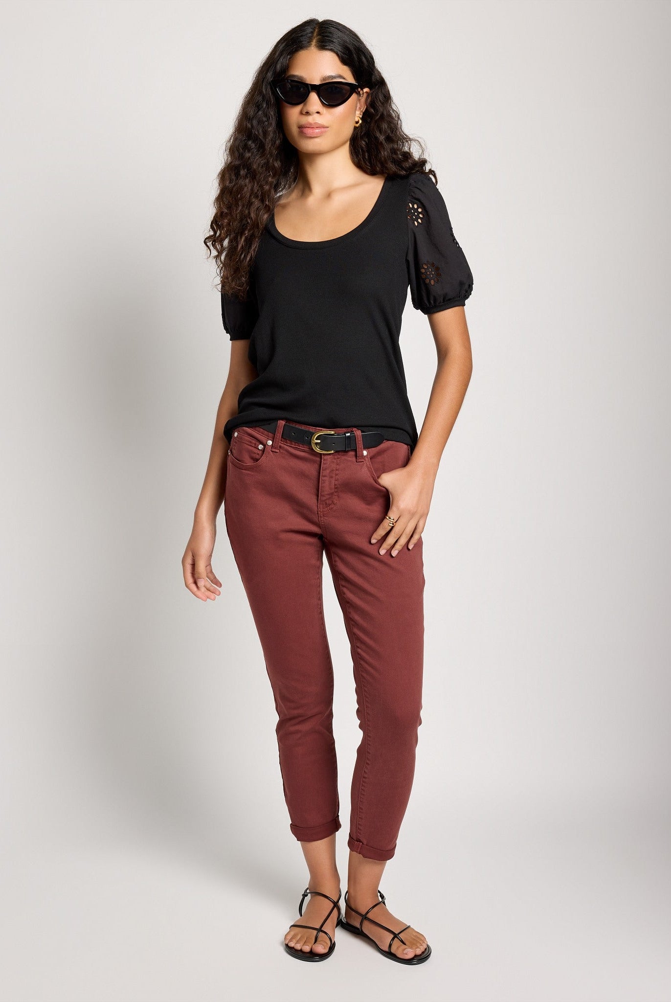 Mahogany $|& SEAS Cyndi Cuffed Ankle Skinny Jeans - UGC On Fig